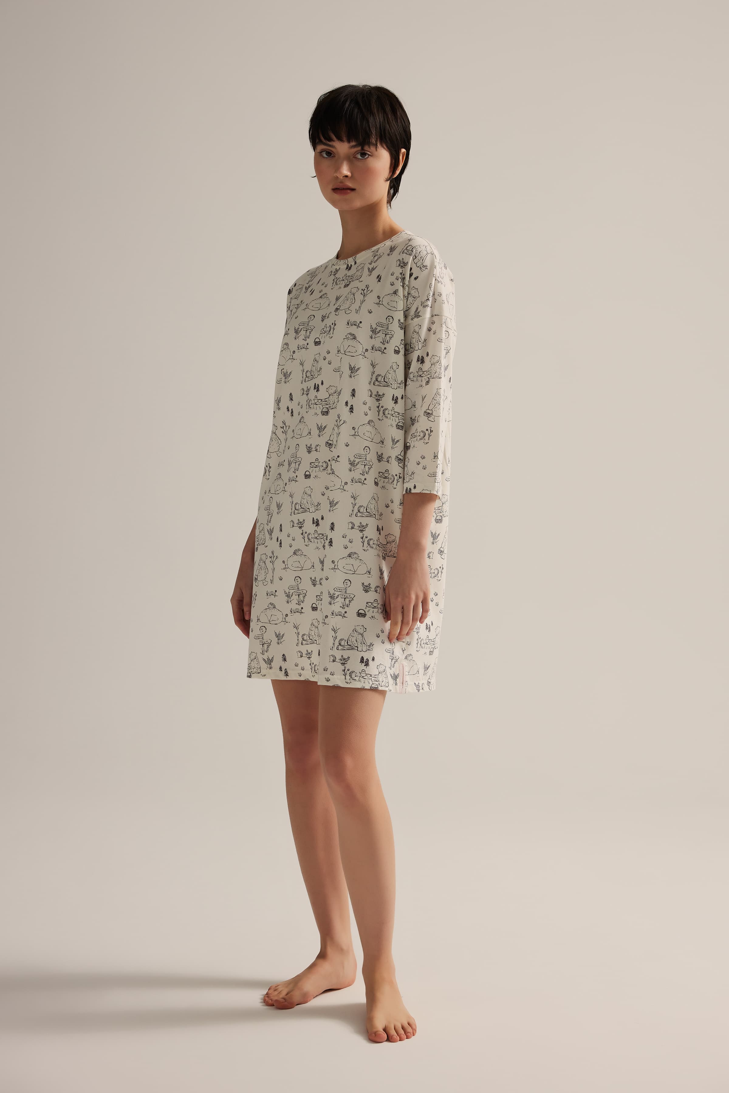 Women's Grey Cotton Nightgown — view 4
