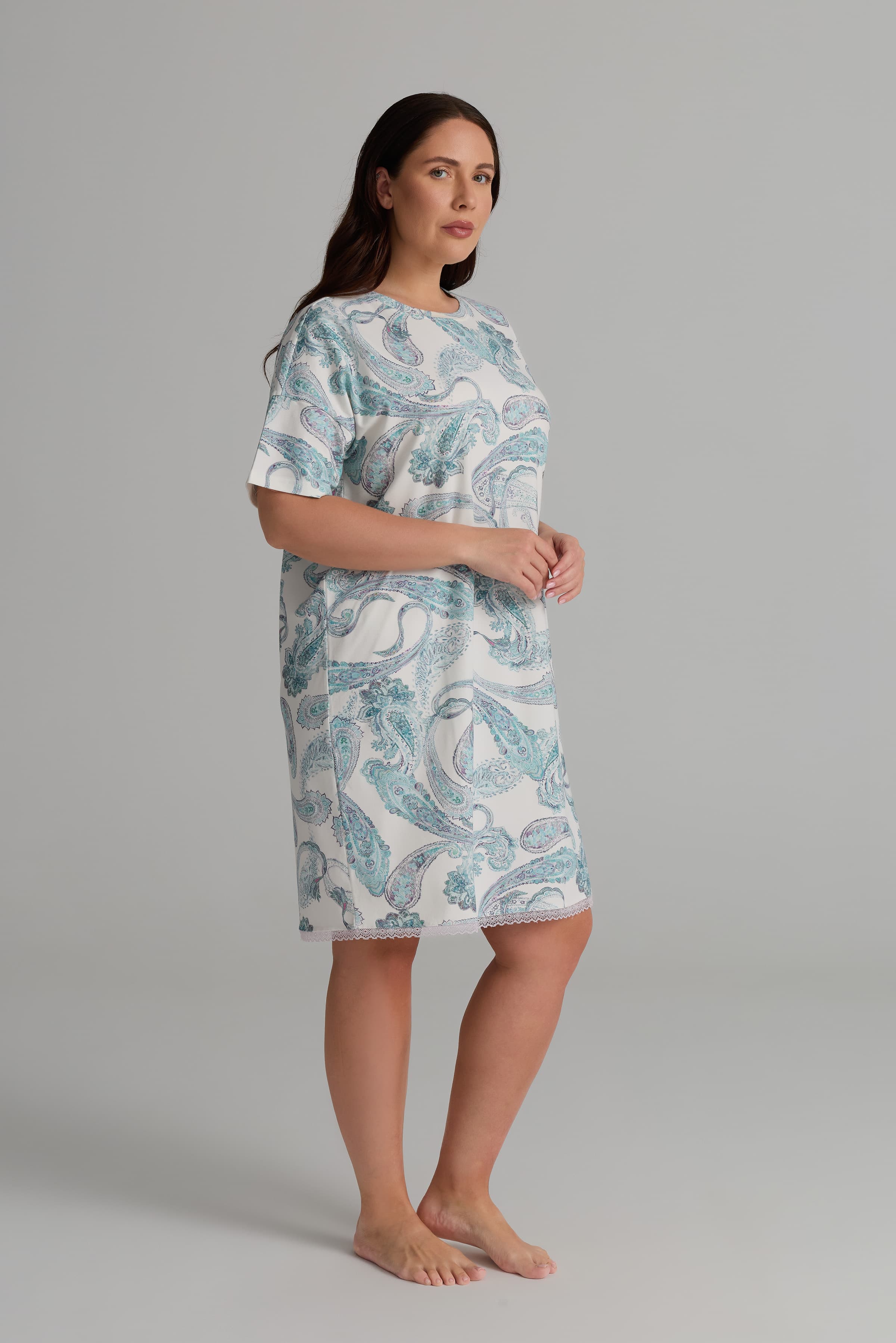 Women's Neutral Printed Cotton Nightgown — view 2