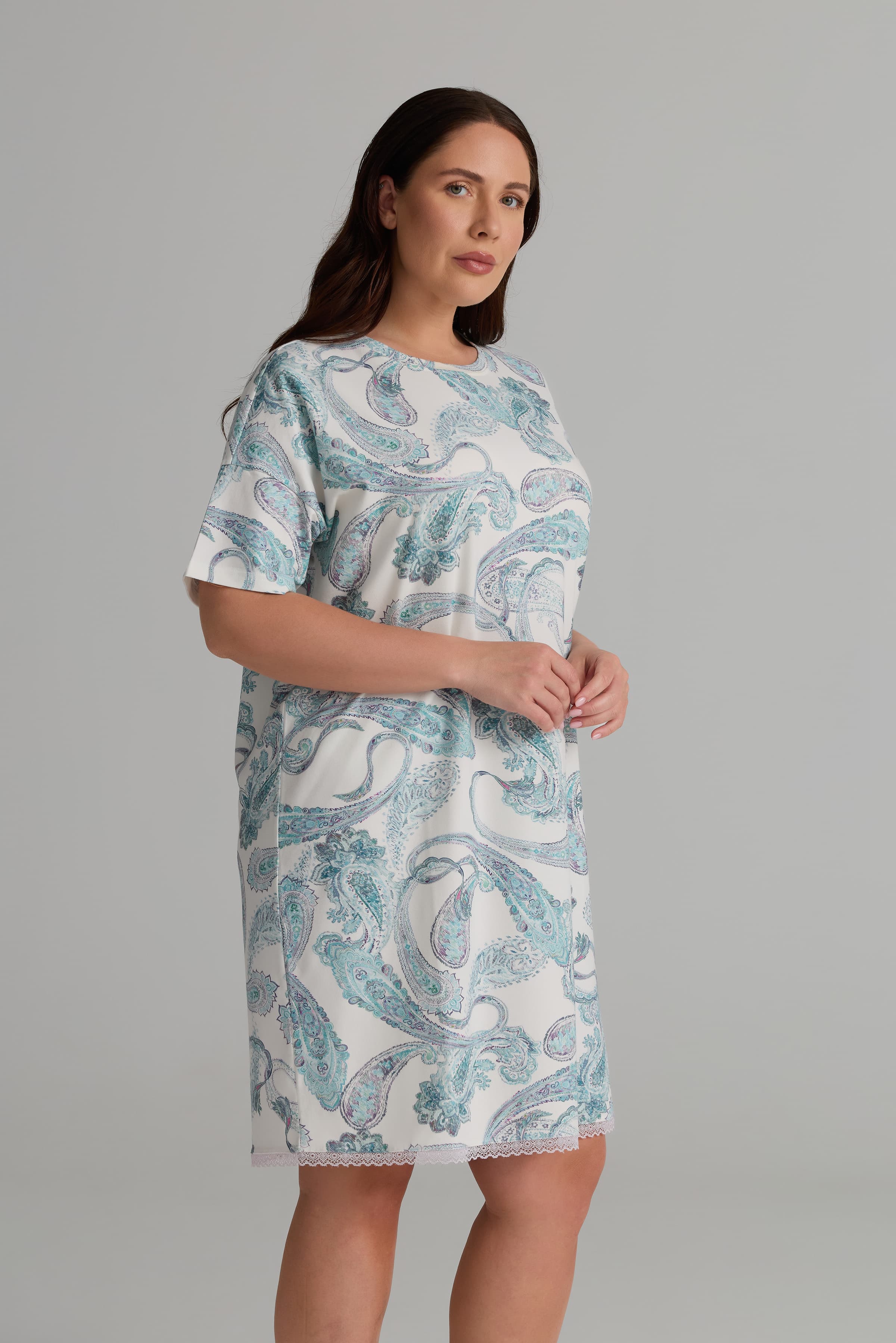 Women's Neutral Printed Cotton Nightgown — view 4