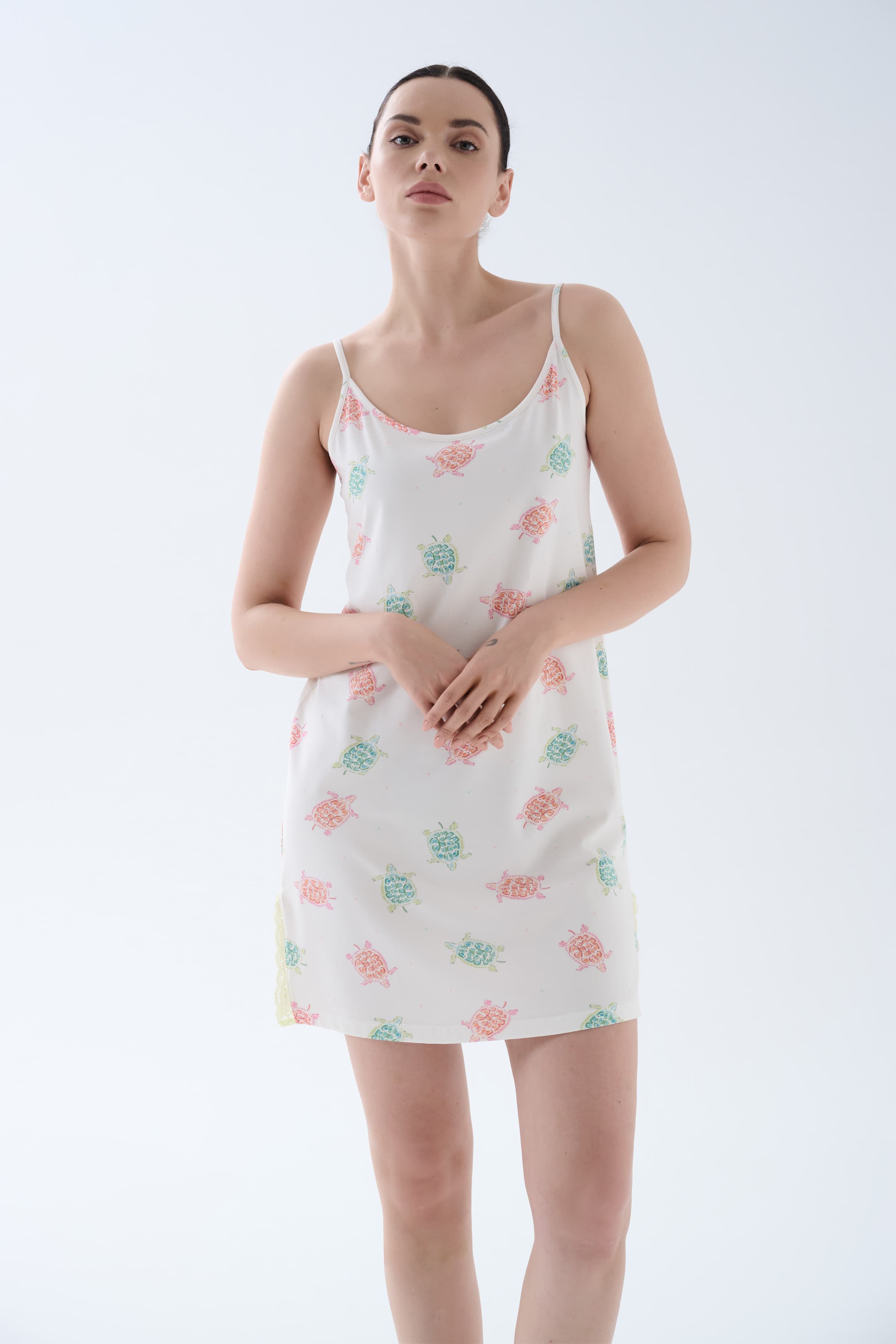 Women's Neutral Printed Cotton Nightgown — view 1