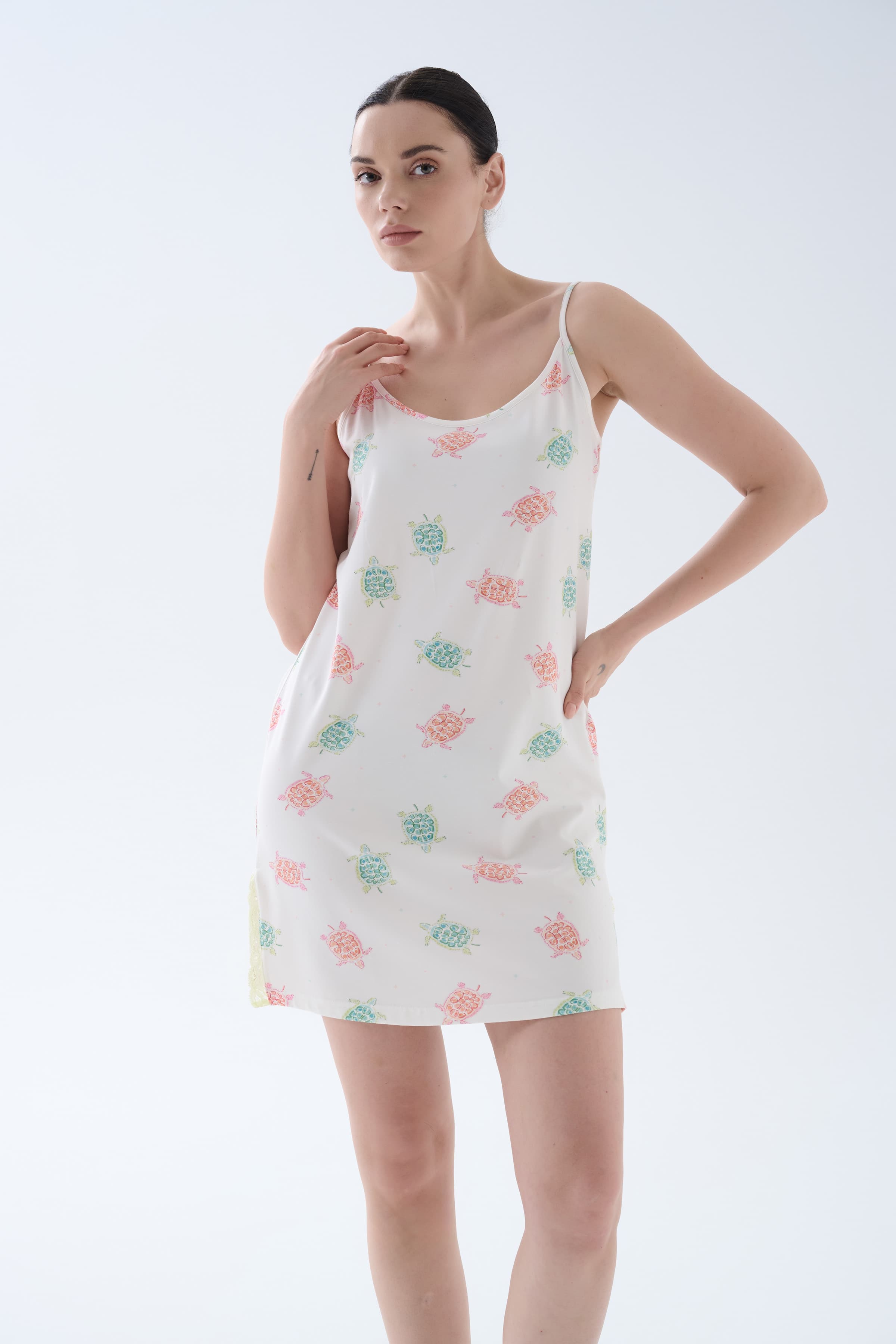 Women's Neutral Printed Cotton Nightgown — view 2