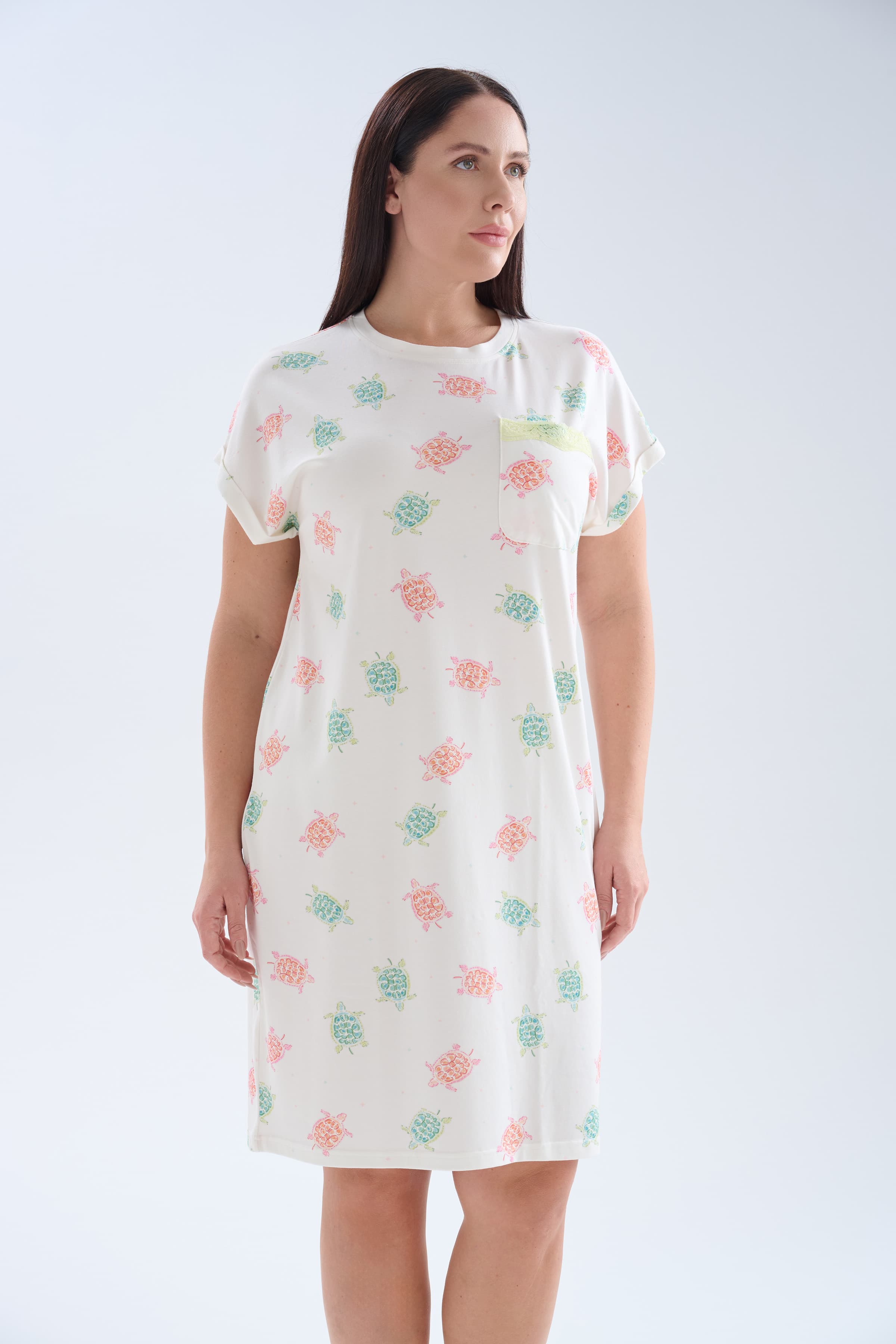 Women's Neutral Printed Cotton Nightgown — view 1