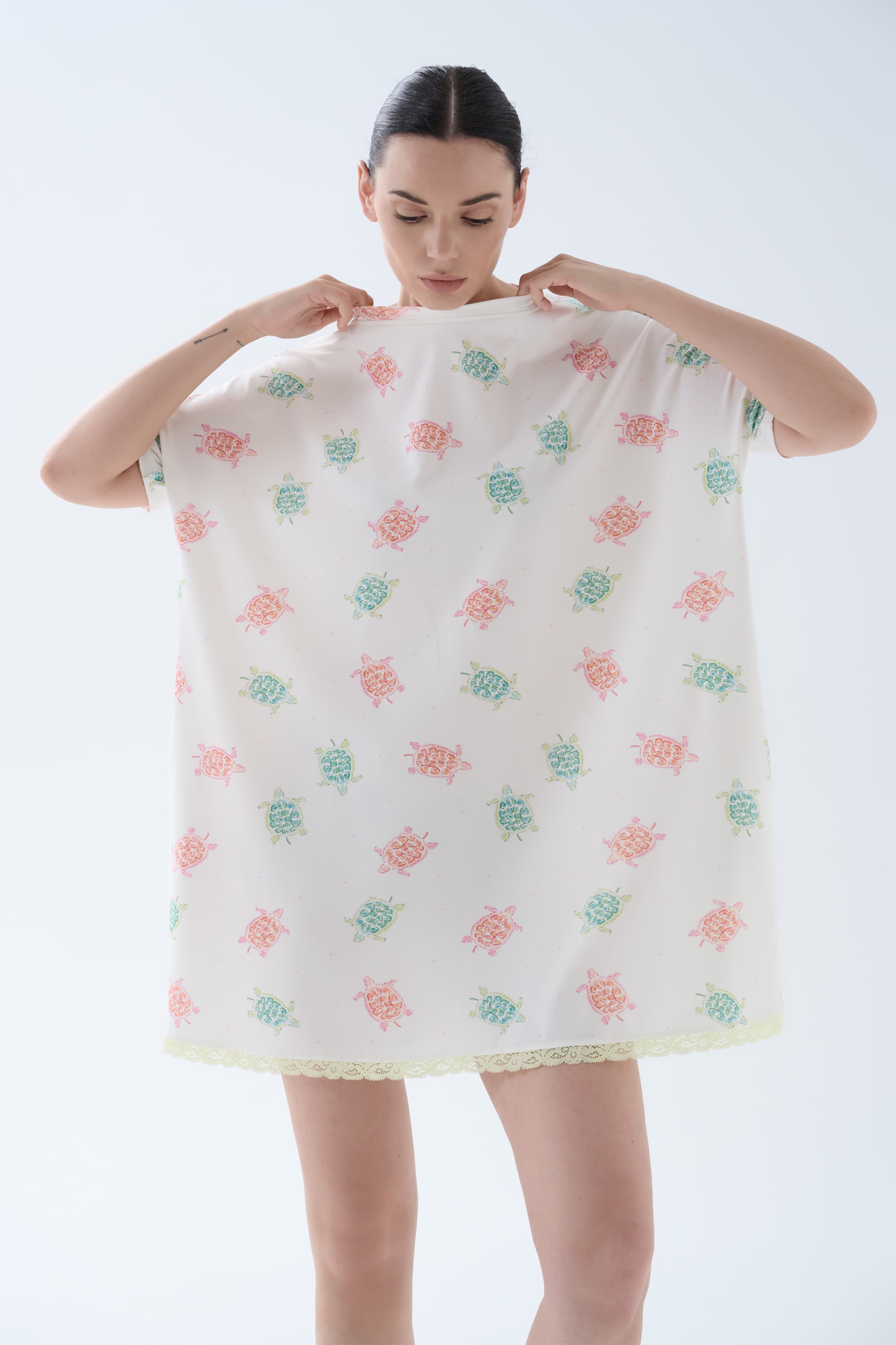 Women's Neutral Printed Cotton Nightgown — view 1