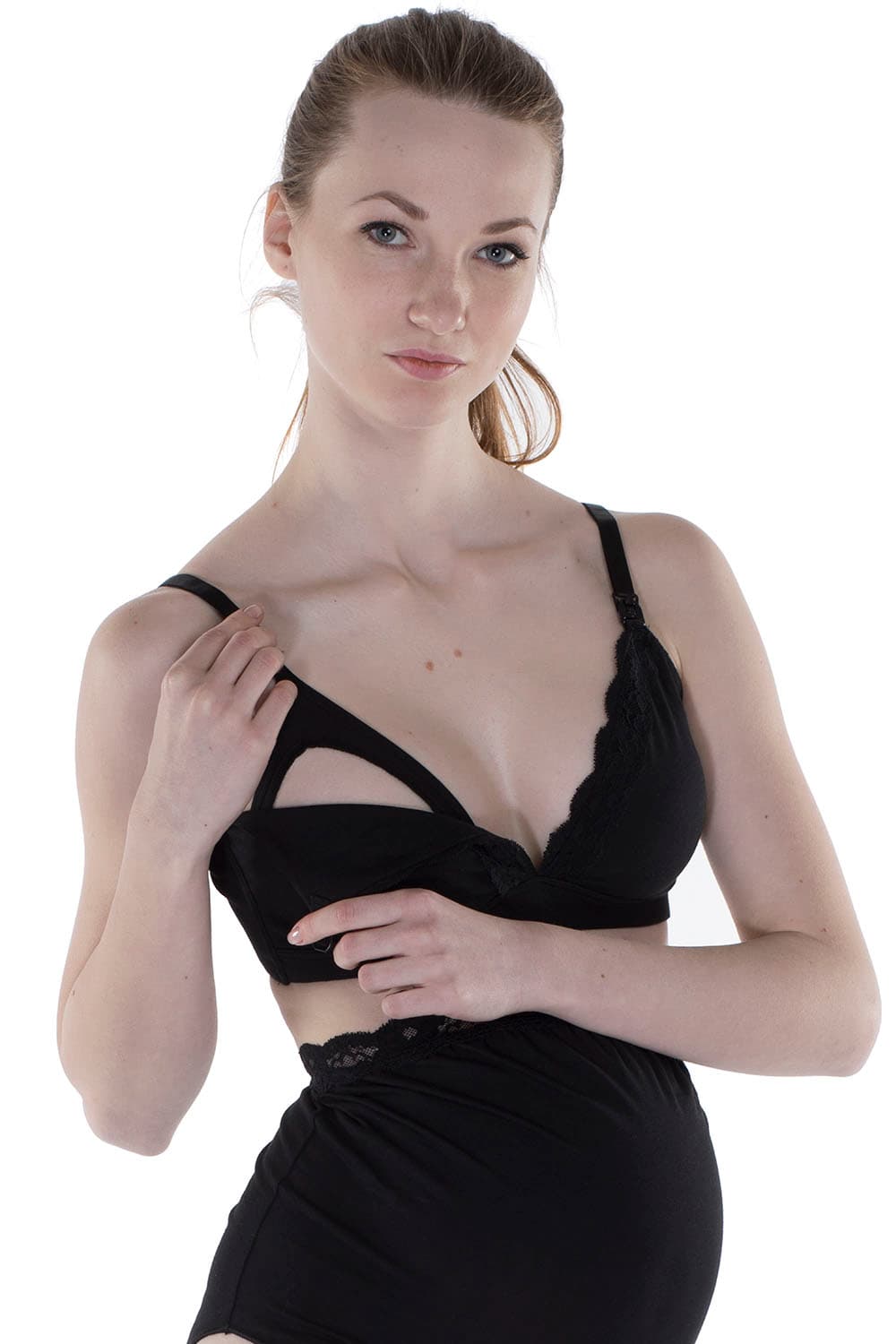Women's Black Cotton Nursing Bra — view 1