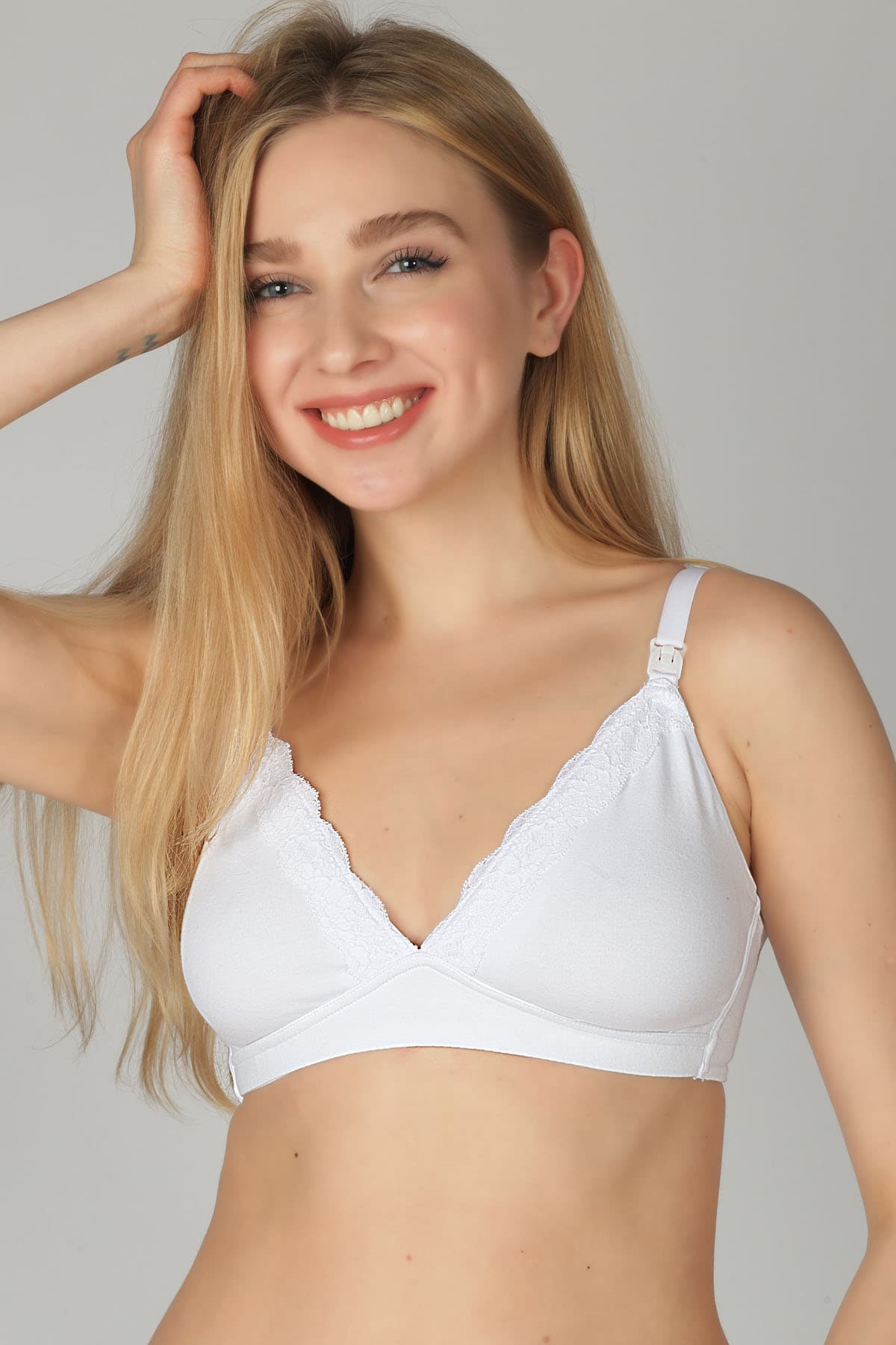 Women's White Cotton Nursing Bra — view 4