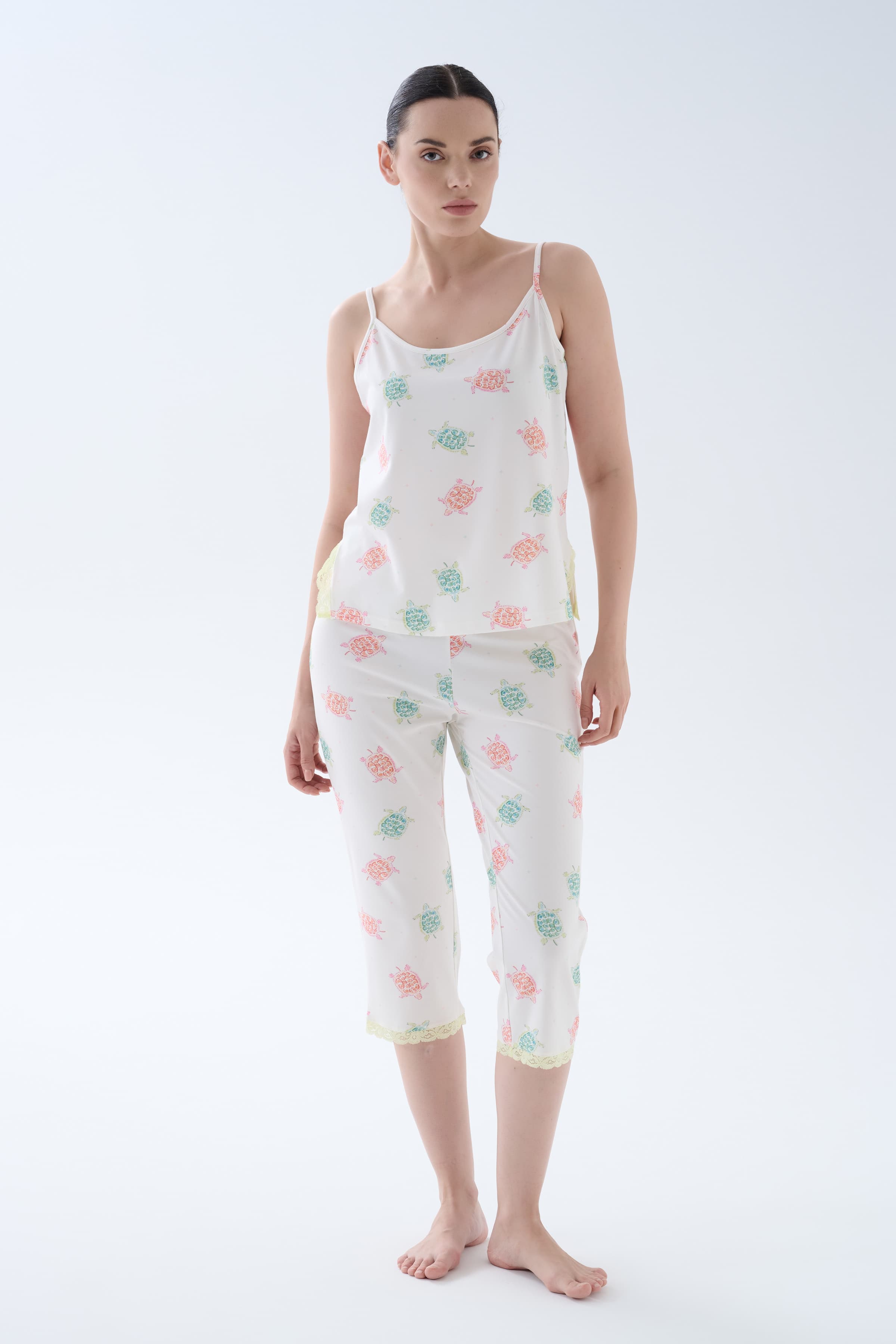 Women's Neutral Printed Cotton Pajama Bottoms — view 1