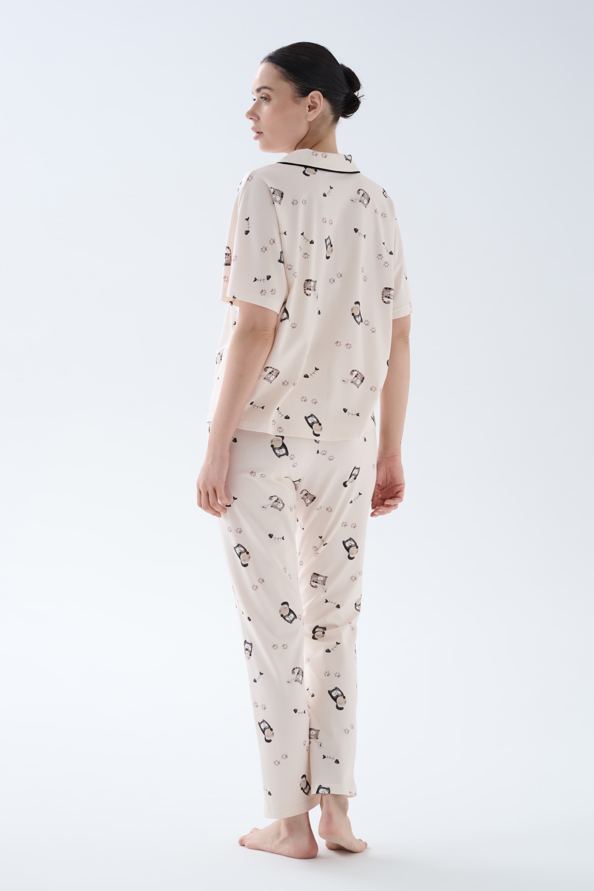 Women's Brown Printed Cotton Pajama Set — view 4