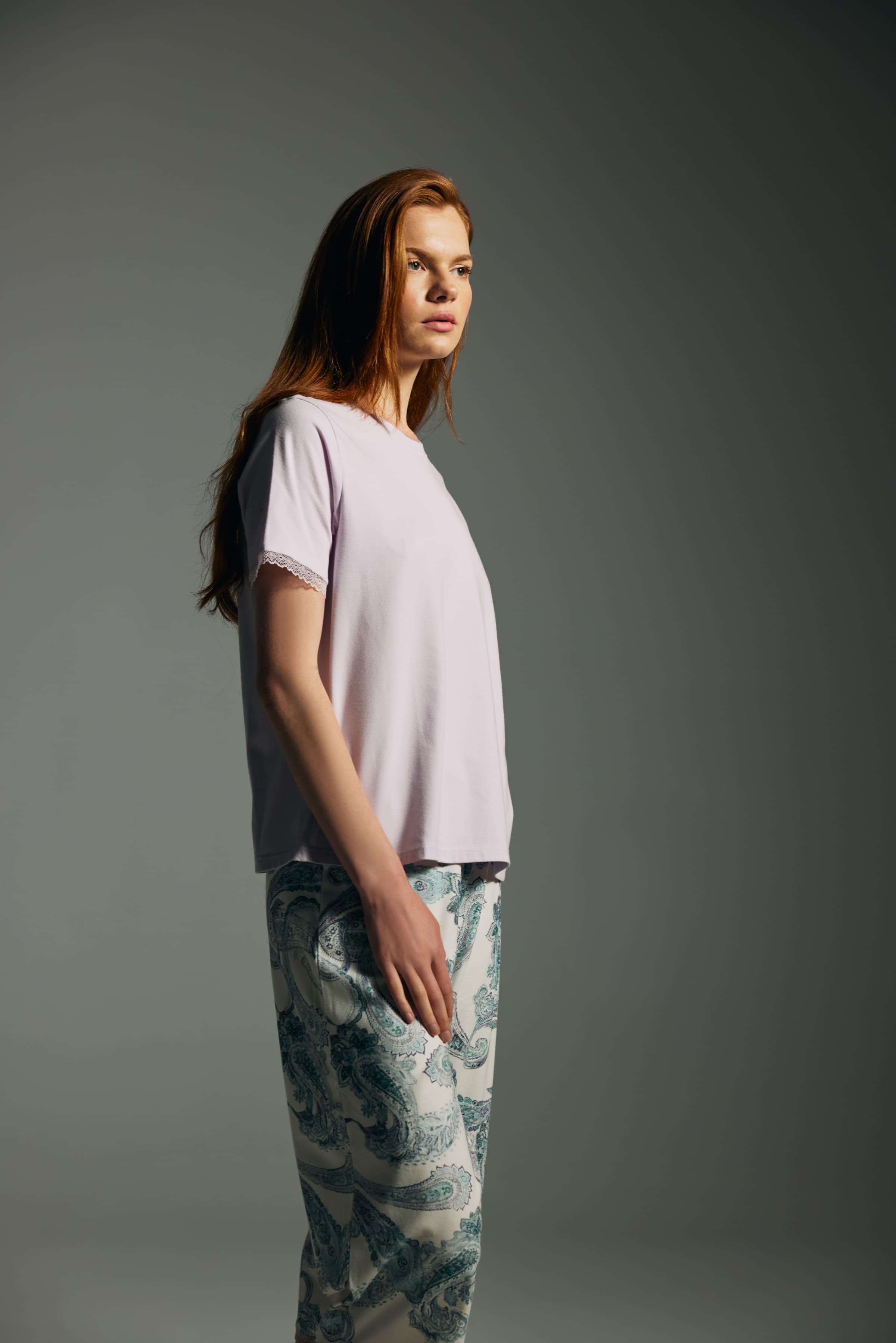 Women's Lilac Cotton Pajama Set — view 3