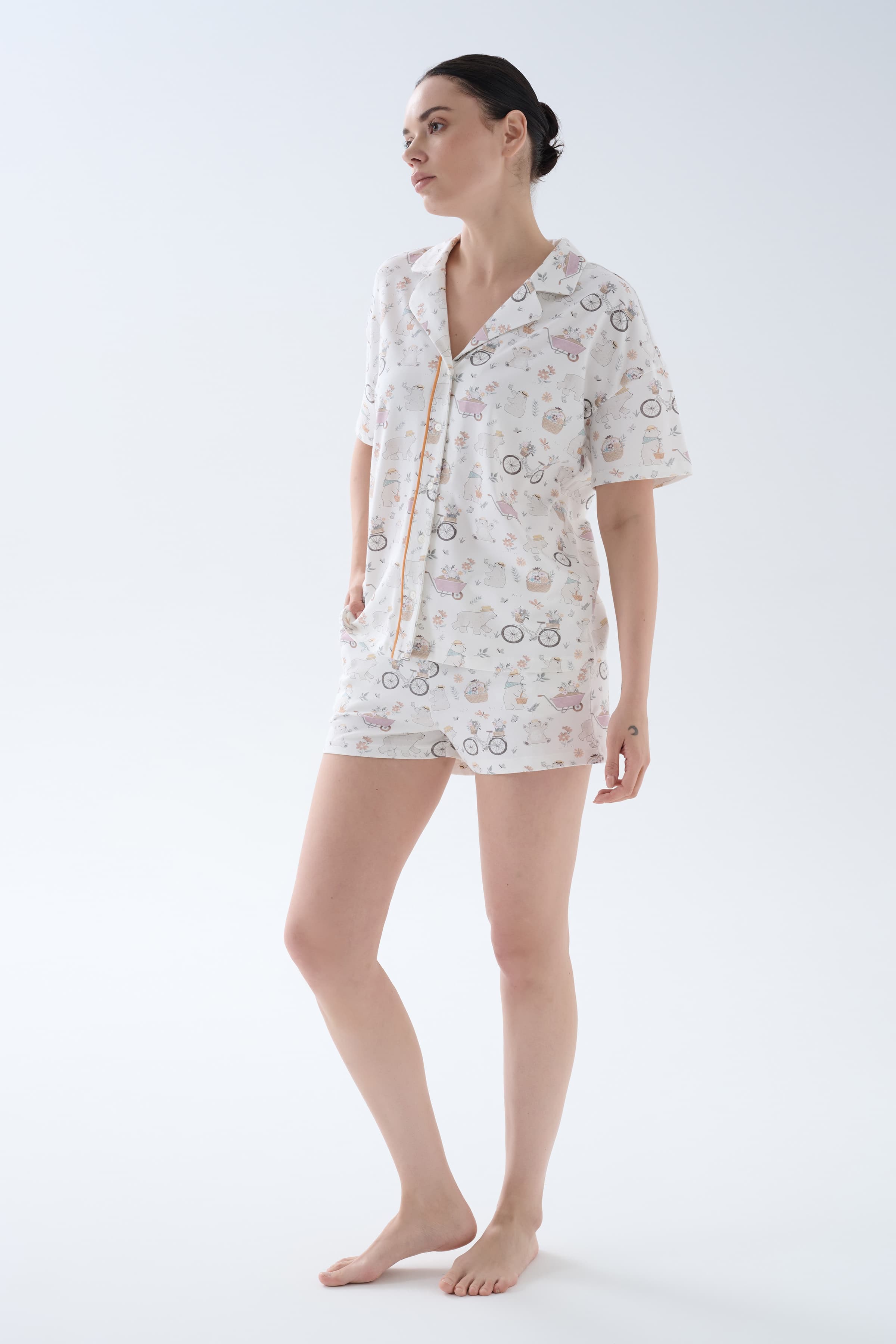 Women's Lilac Printed Cotton Pajama Set — view 2