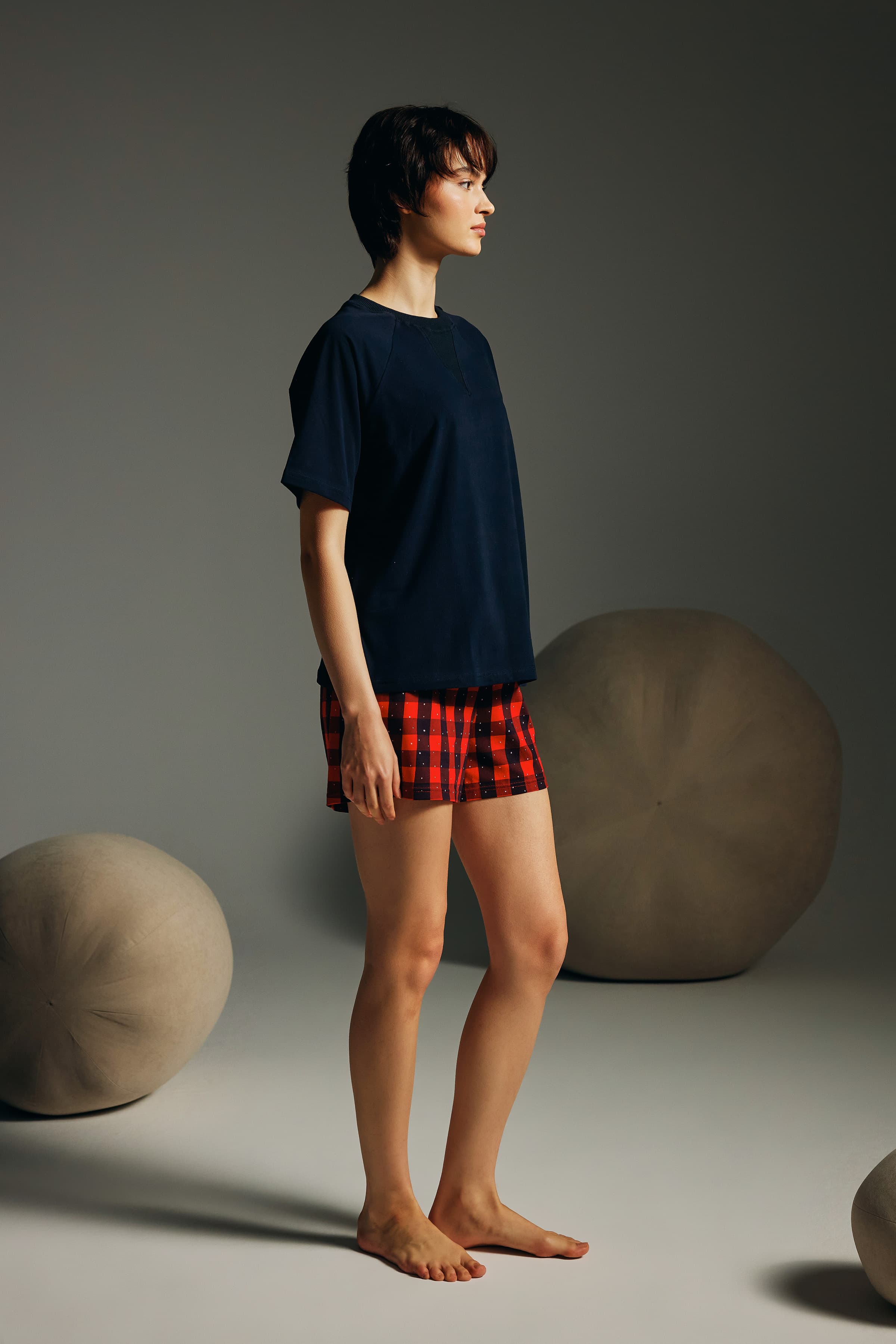 Women's Navy Cotton Pajama Set — view 2