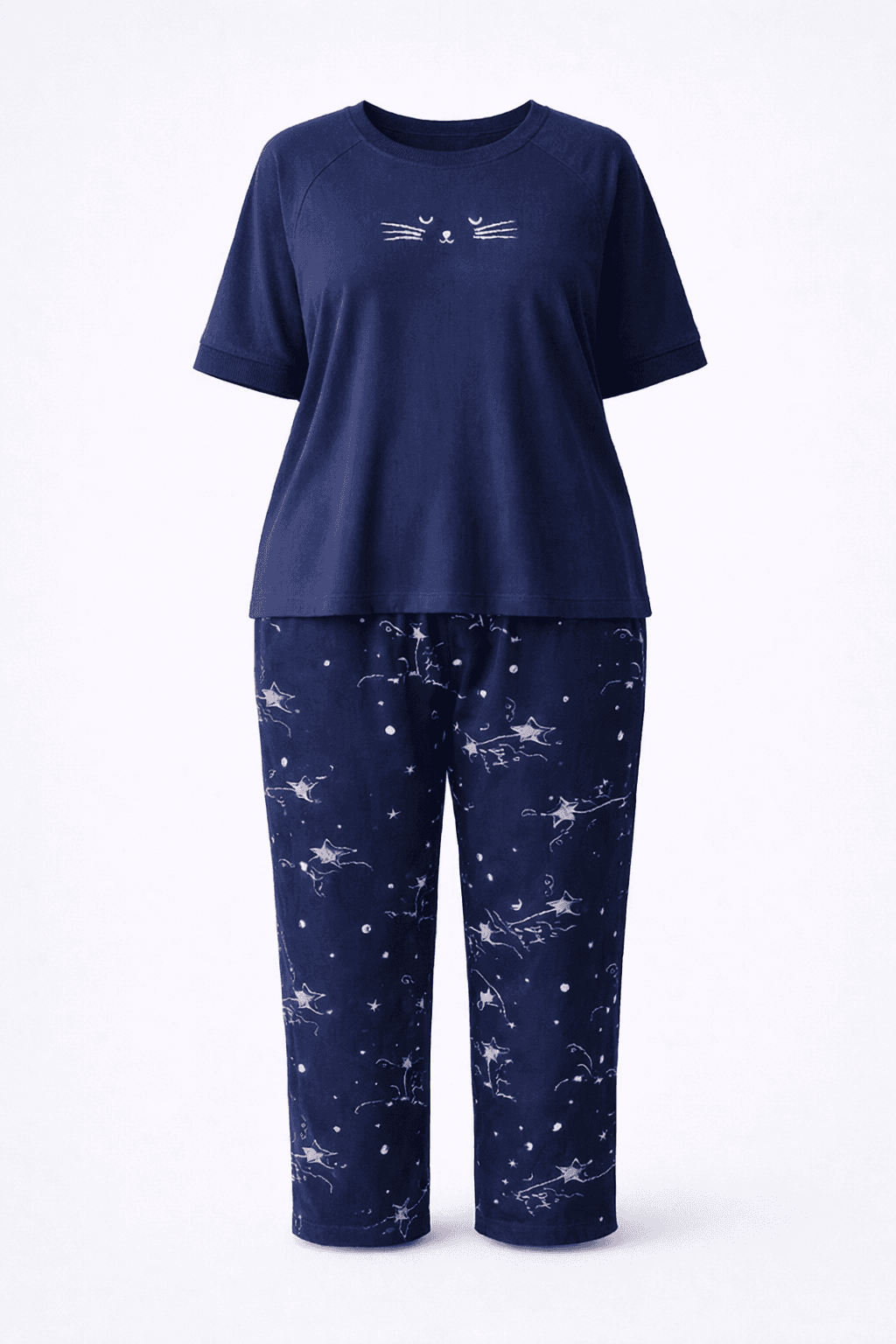Women's Navy Cotton Pajama Set — view 1