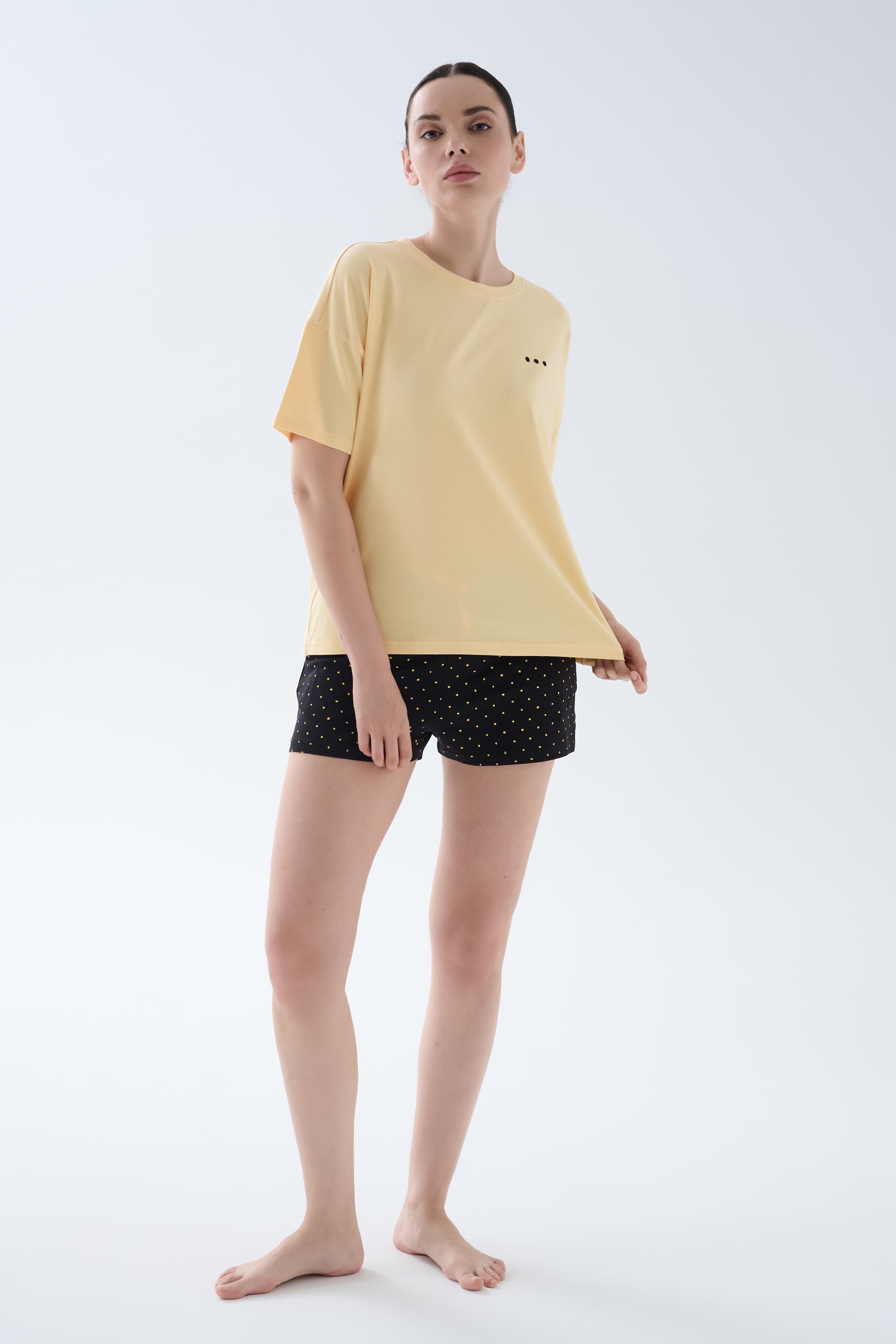 Women's Neutral Cotton Pajama Set — view 3