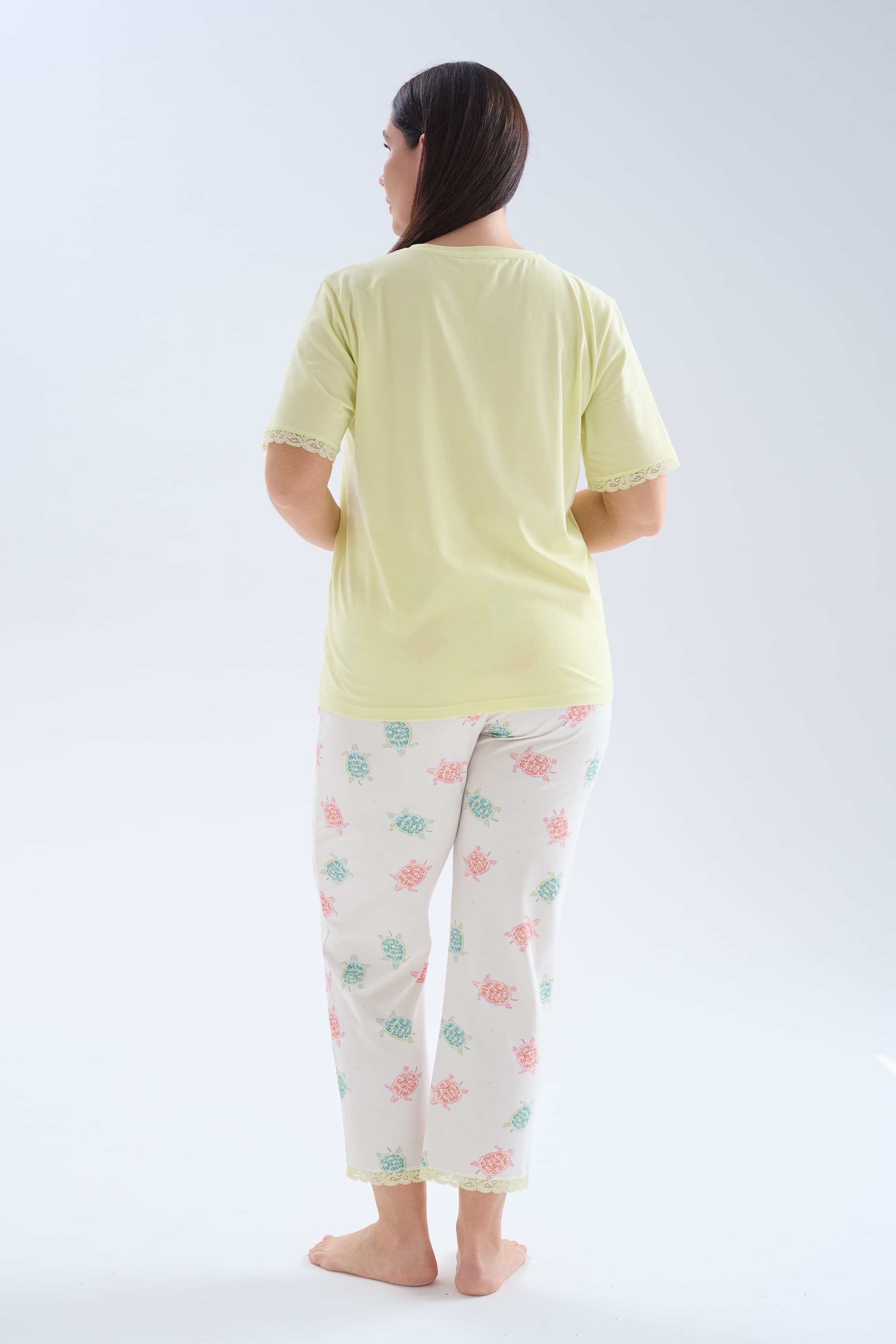 Women's Neutral Printed Cotton Pajama Set — view 4