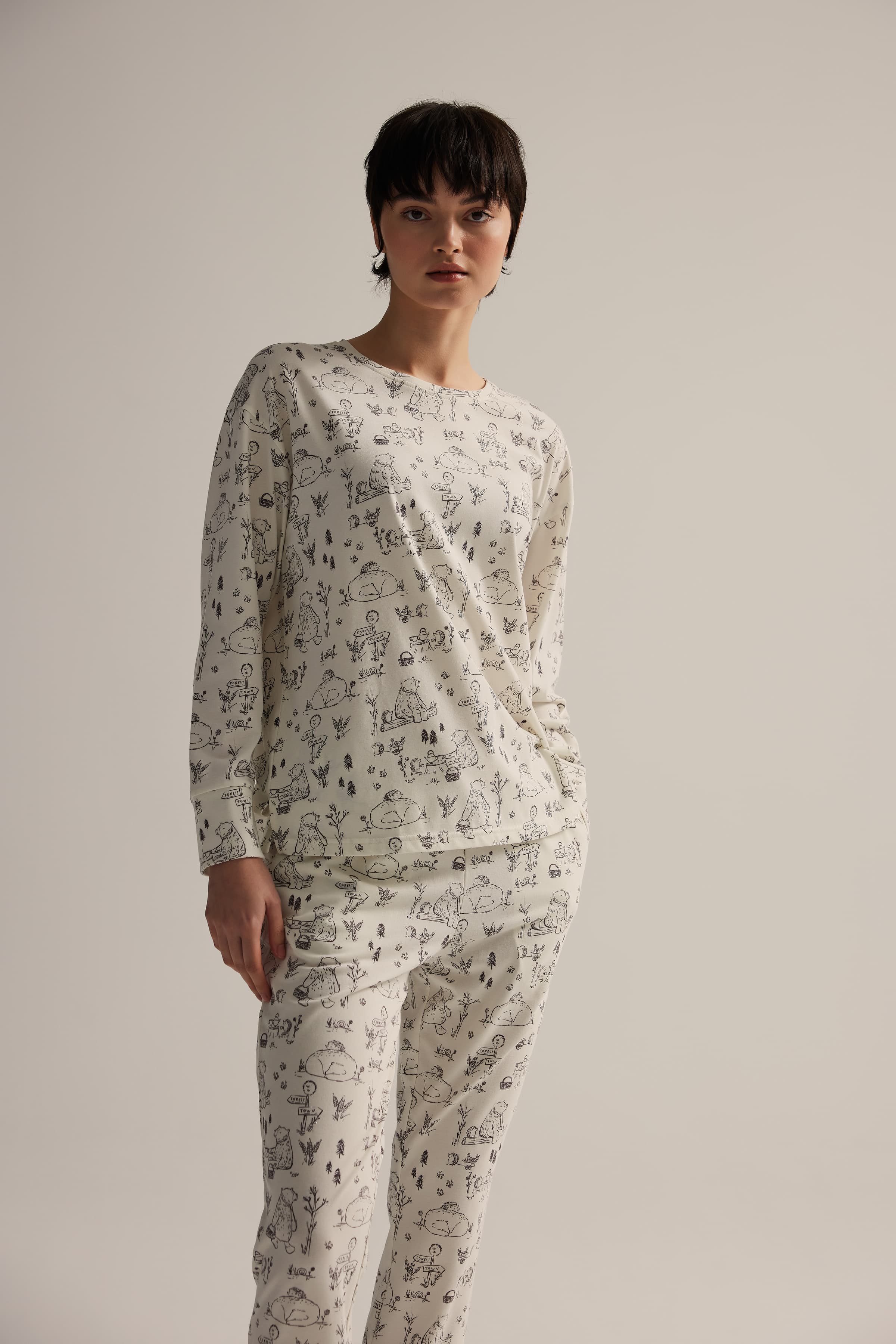 Women's Grey Cotton Pajama Top — view 2