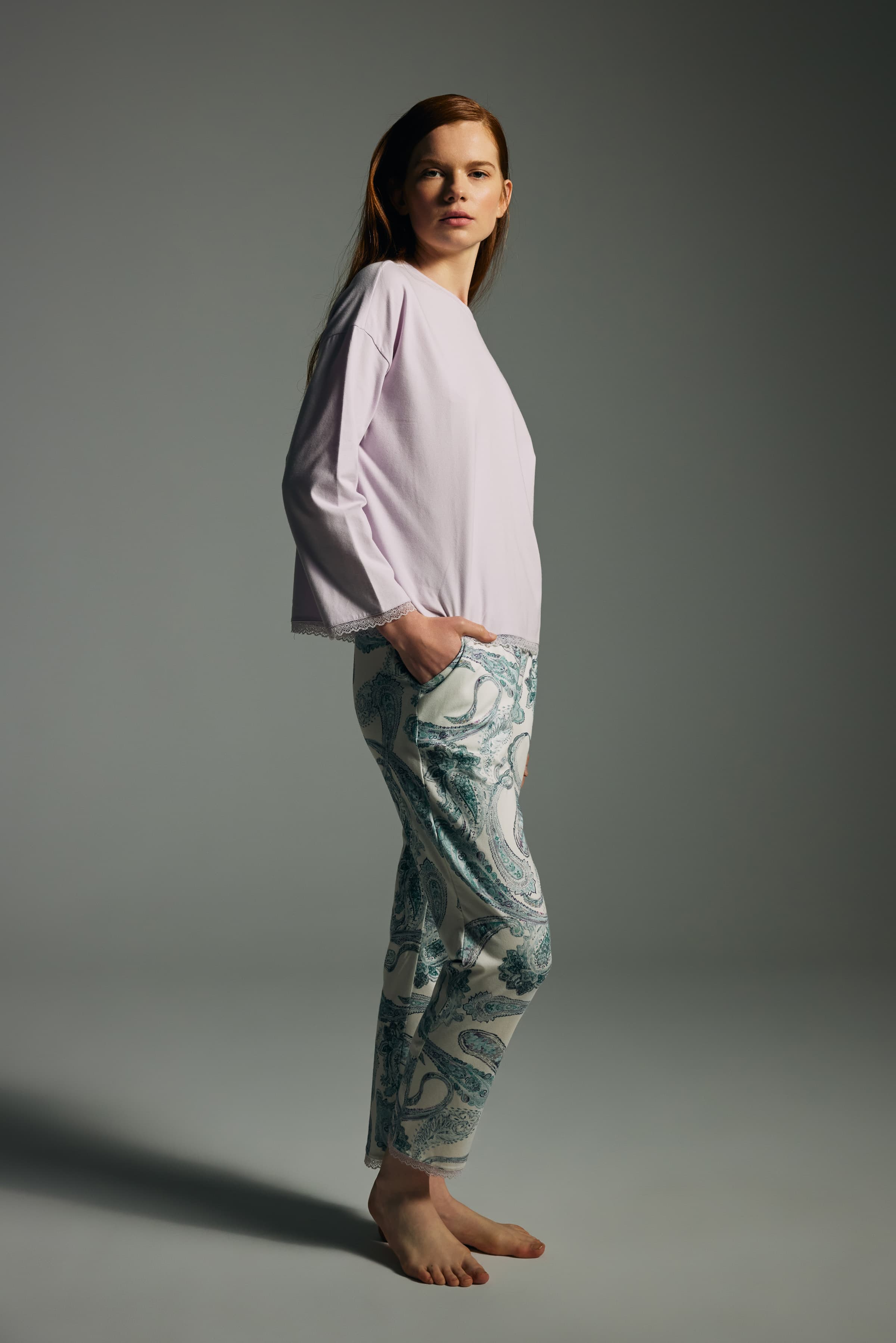 Women's Lilac Cotton Pajama Top — view 1