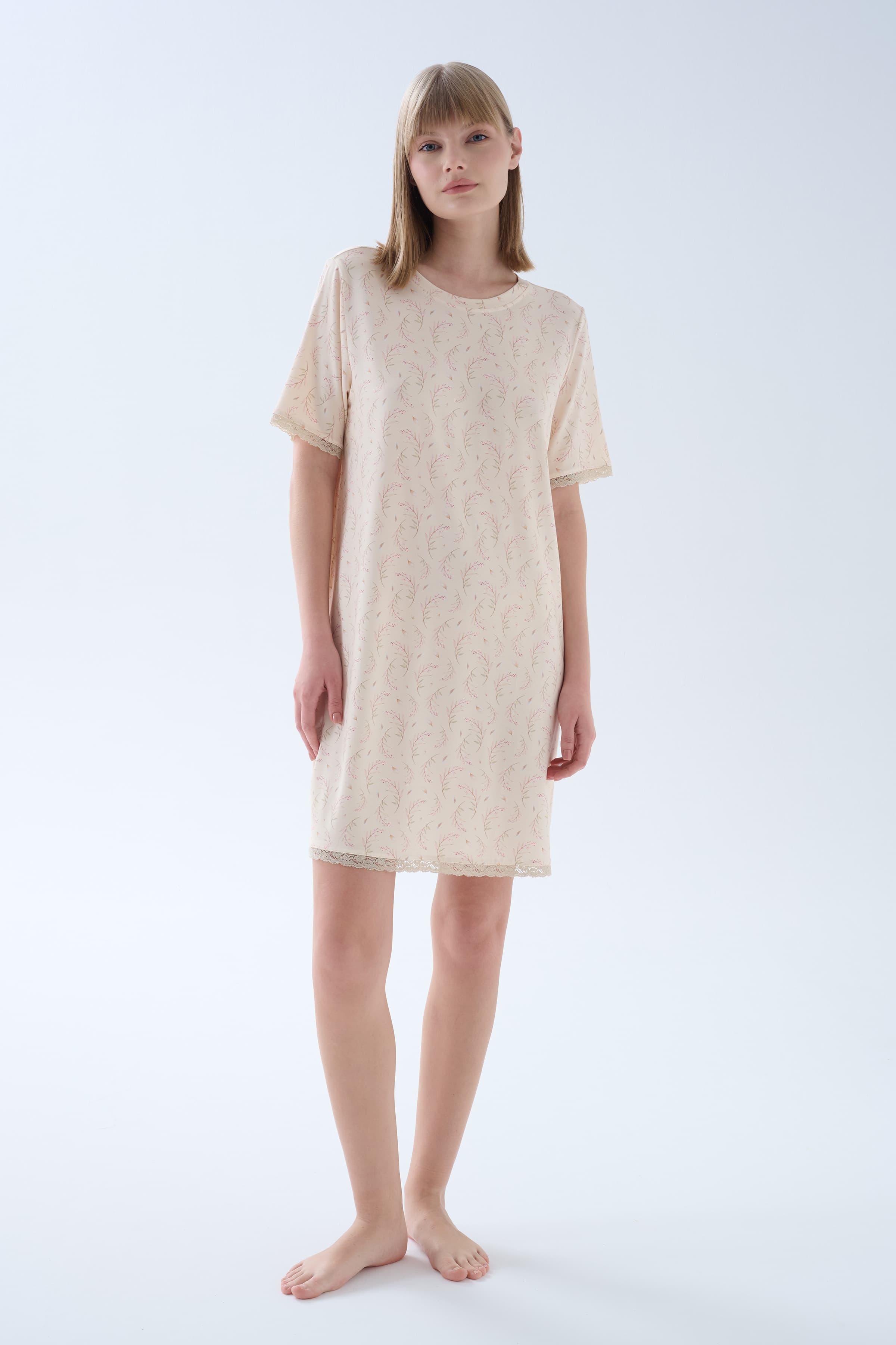 Women's Beige Printed Viscose Nightgown — view 2