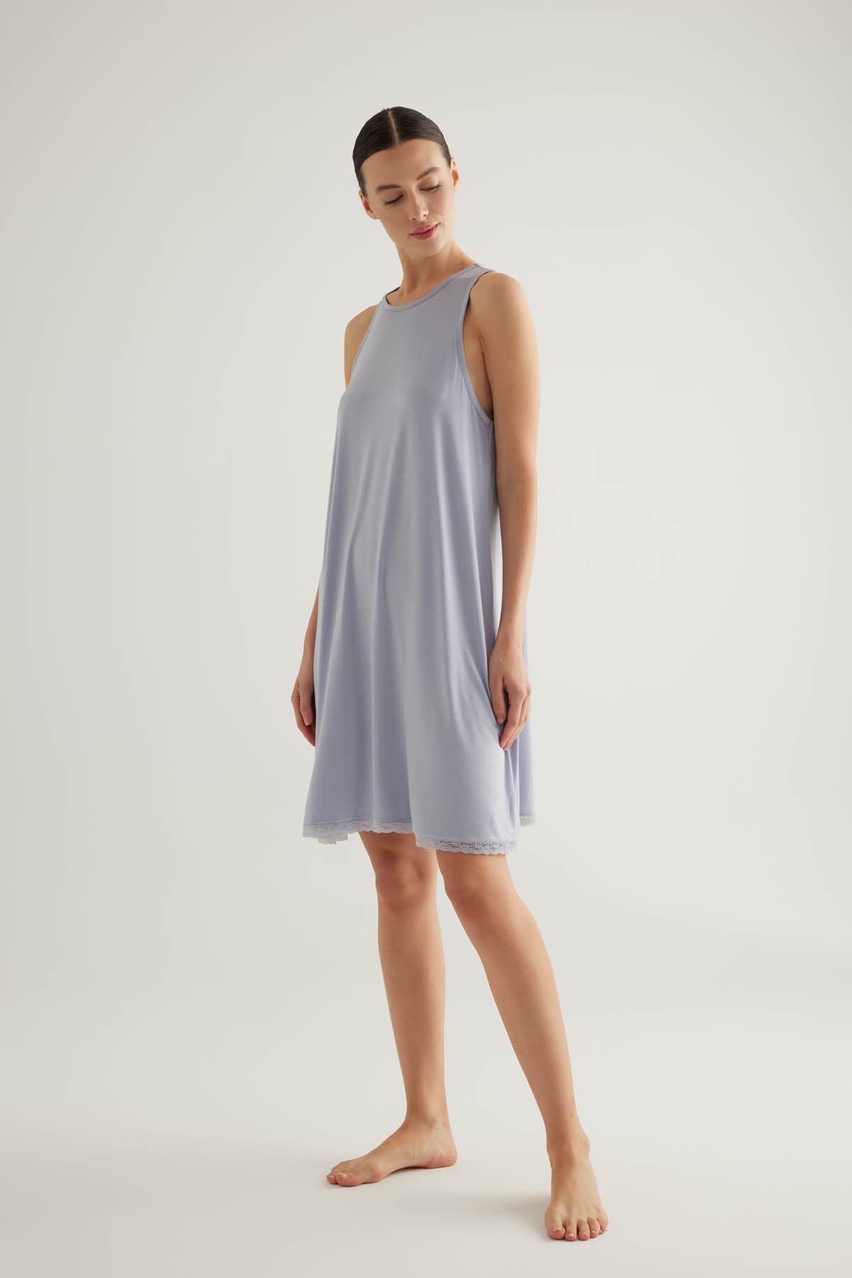 Women's Blue Viscose Nightgown — view 1