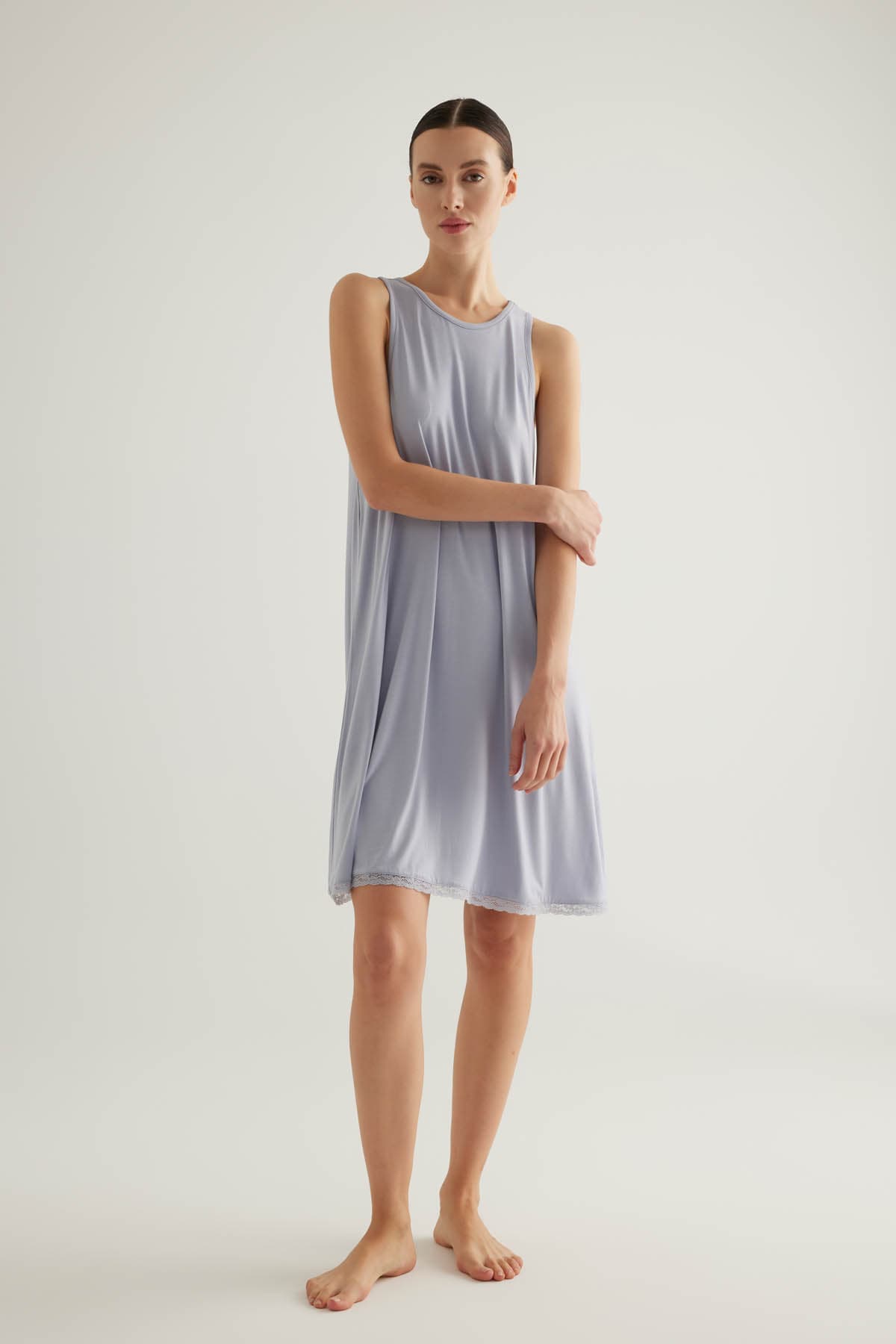 Women's Blue Viscose Nightgown — view 3