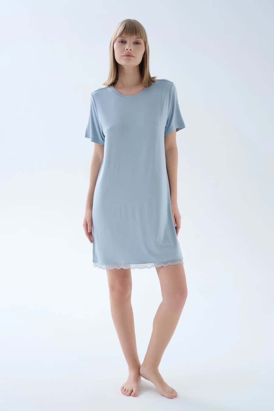 Women's Blue Viscose Nightgown — view 1