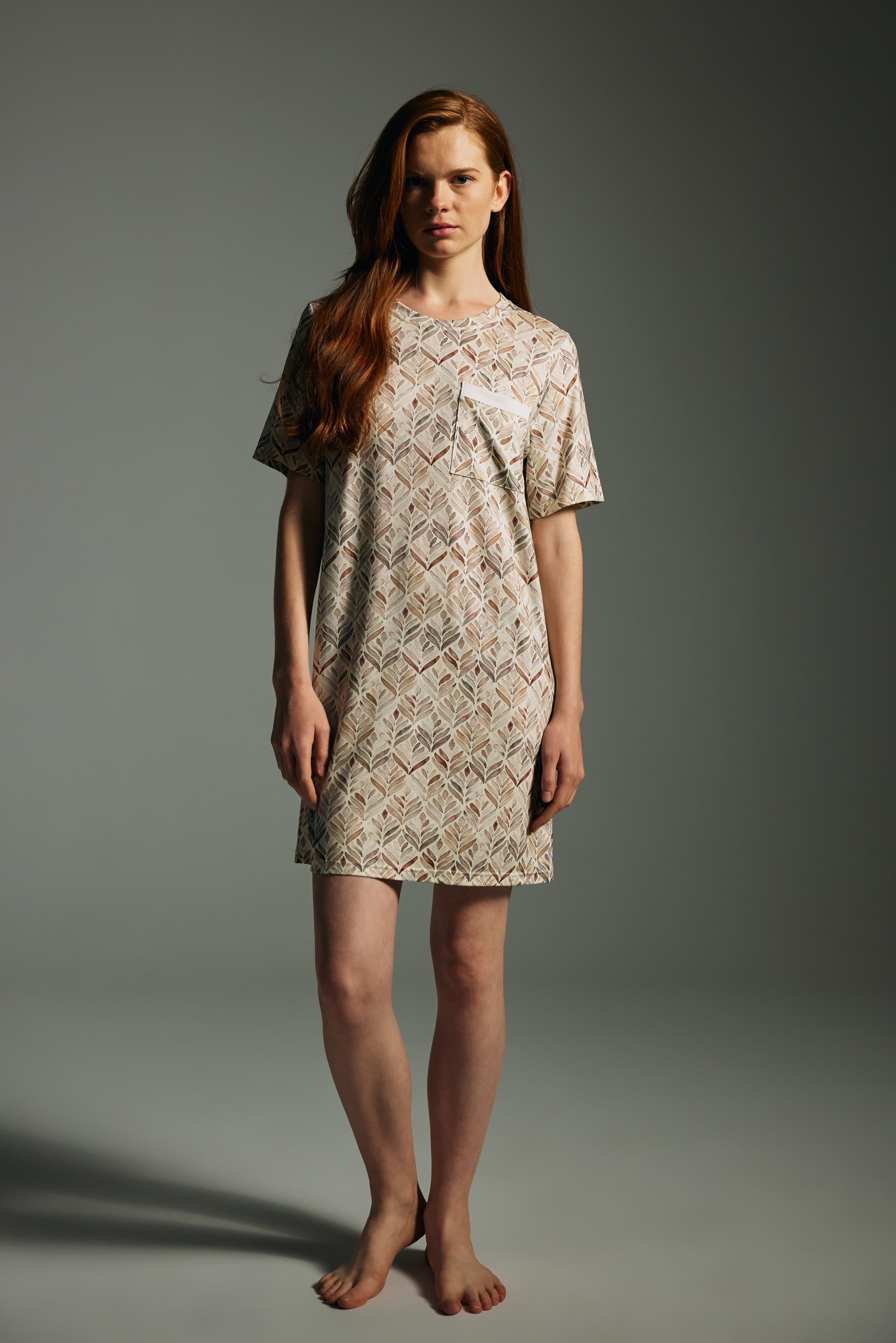 Women's Brown Printed Viscose Nightgown — view 3