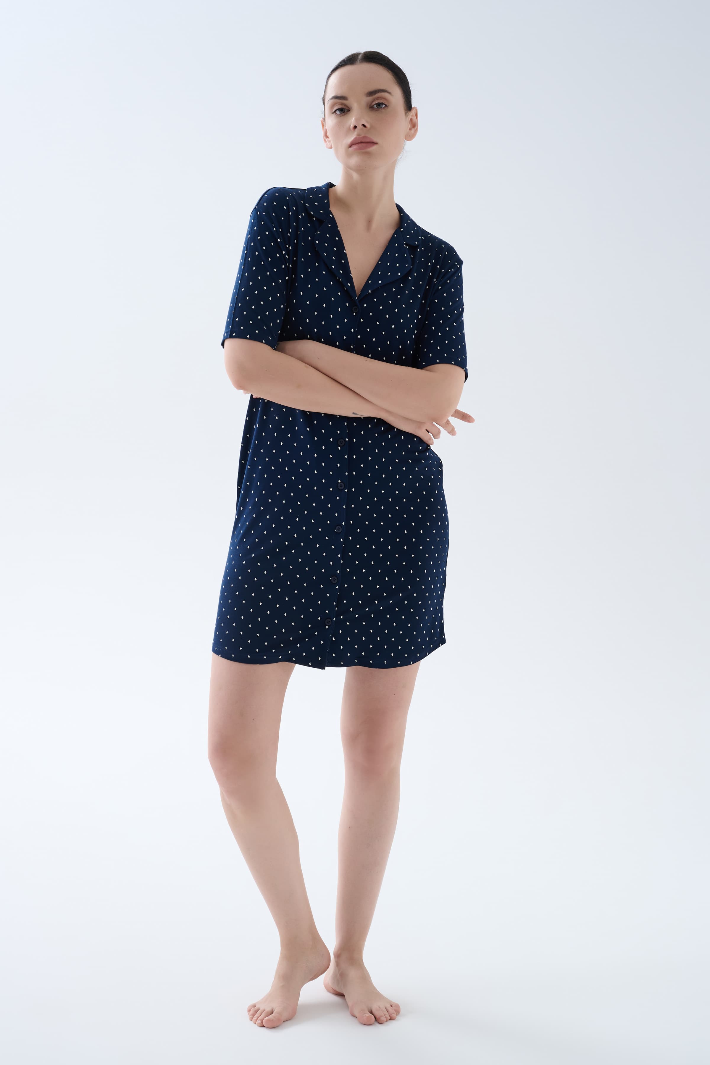 Women's Ecru Printed Viscose Nightgown — view 1