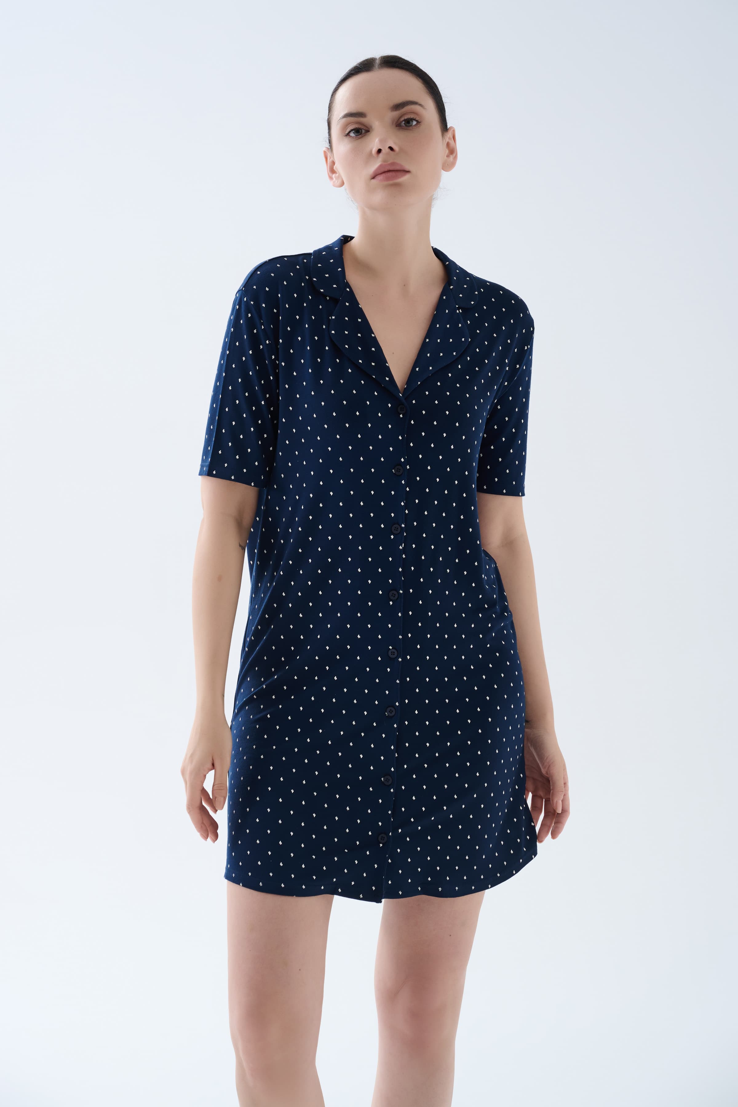 Women's Ecru Printed Viscose Nightgown — view 2