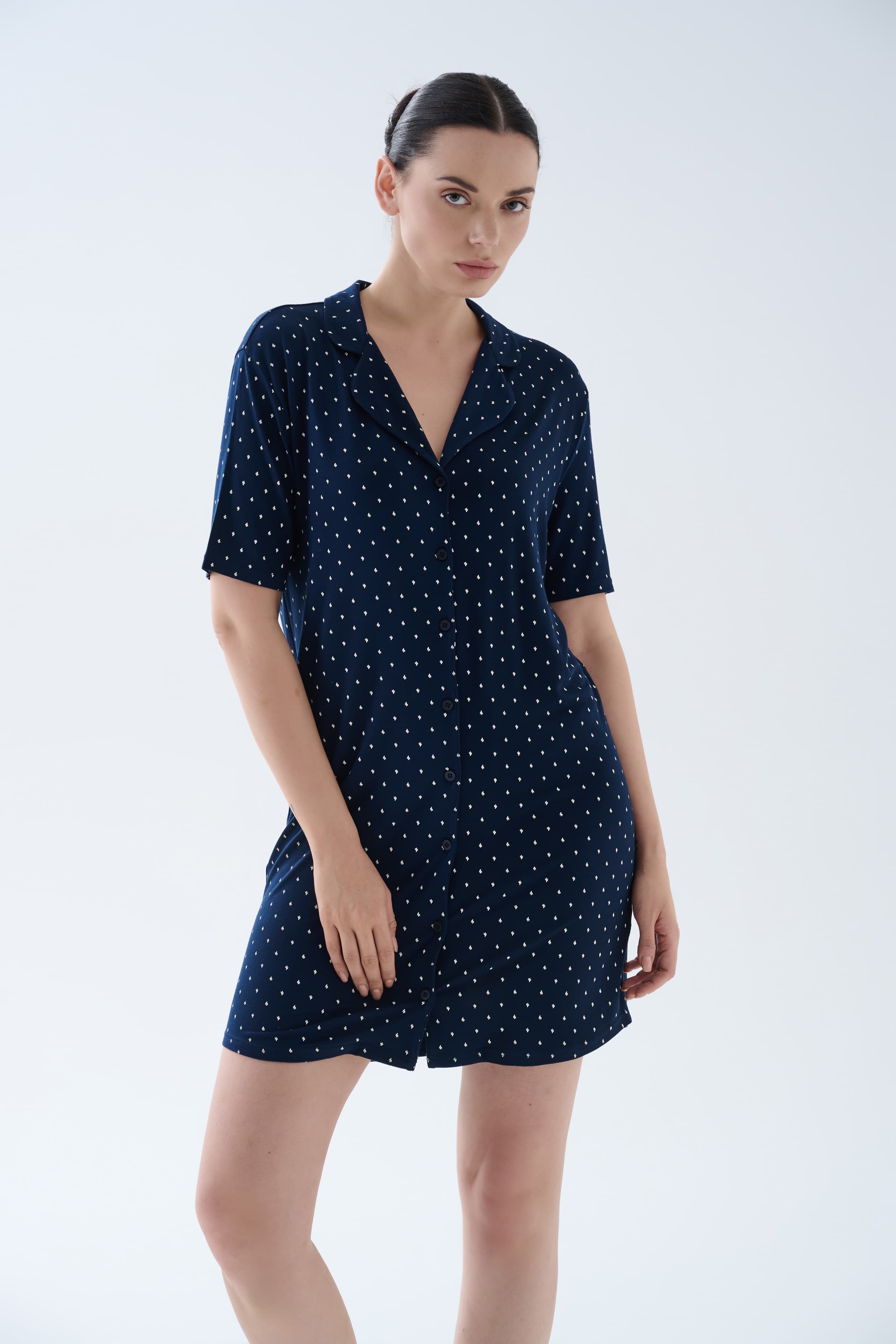 Women's Ecru Printed Viscose Nightgown — view 3