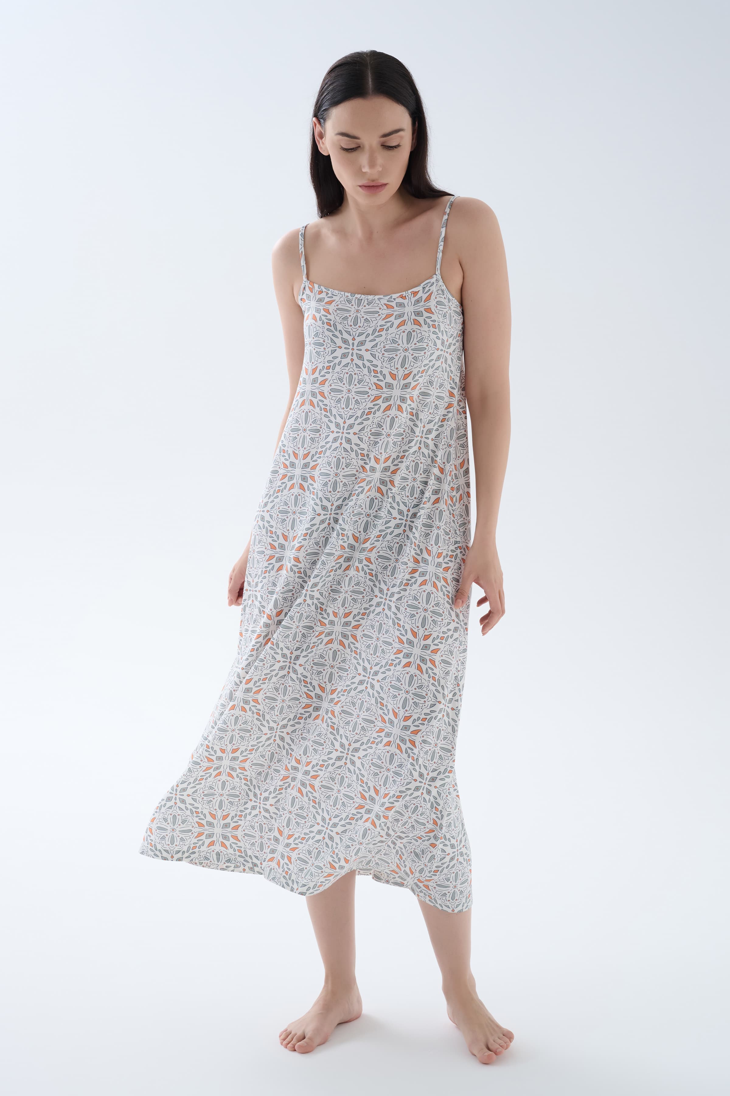 Women's Grey Printed Viscose Nightgown — view 3