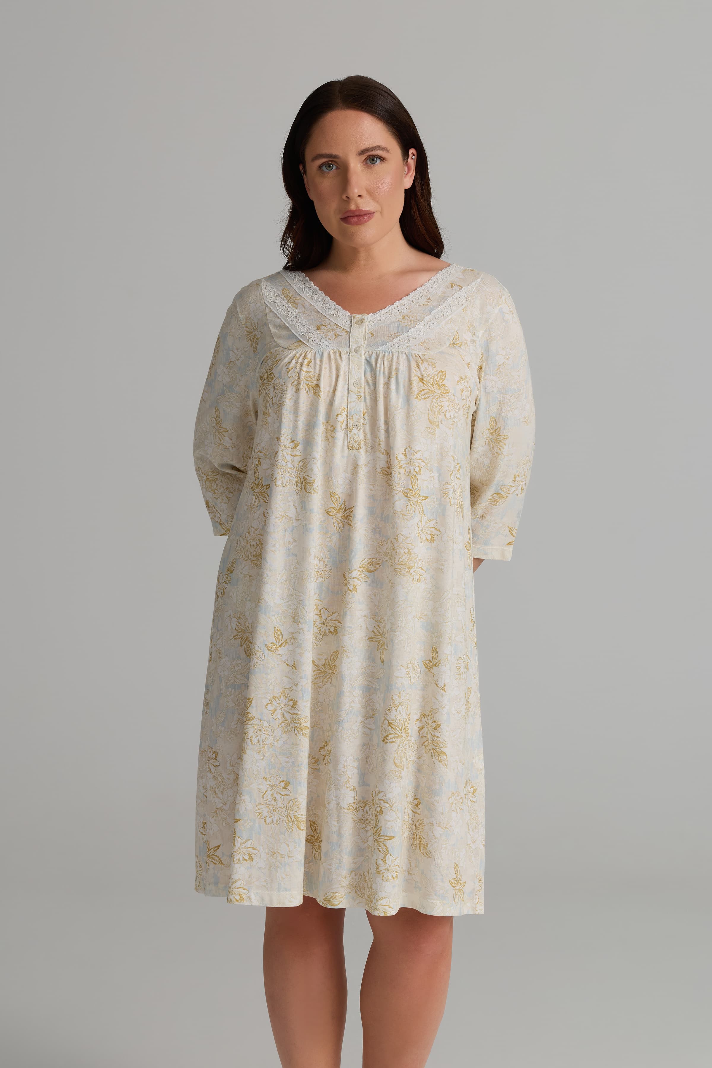 Women's Neutral Floral Viscose Nightgown — view 2