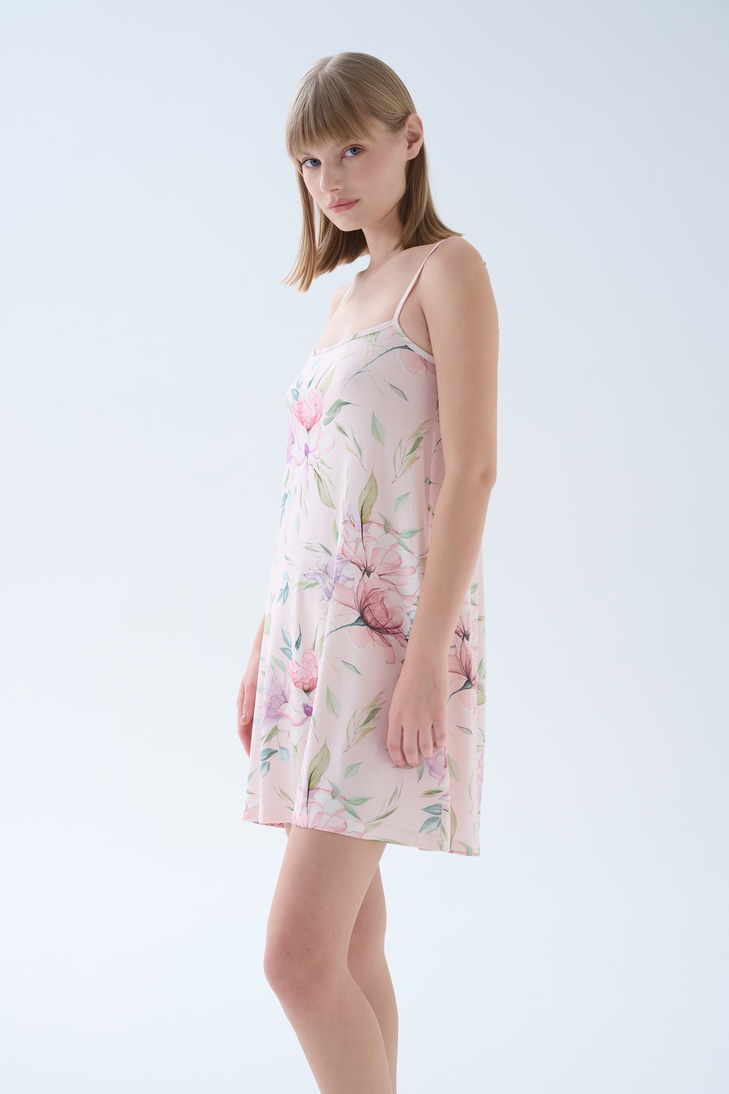 Women's Neutral Floral Viscose Nightgown — view 2