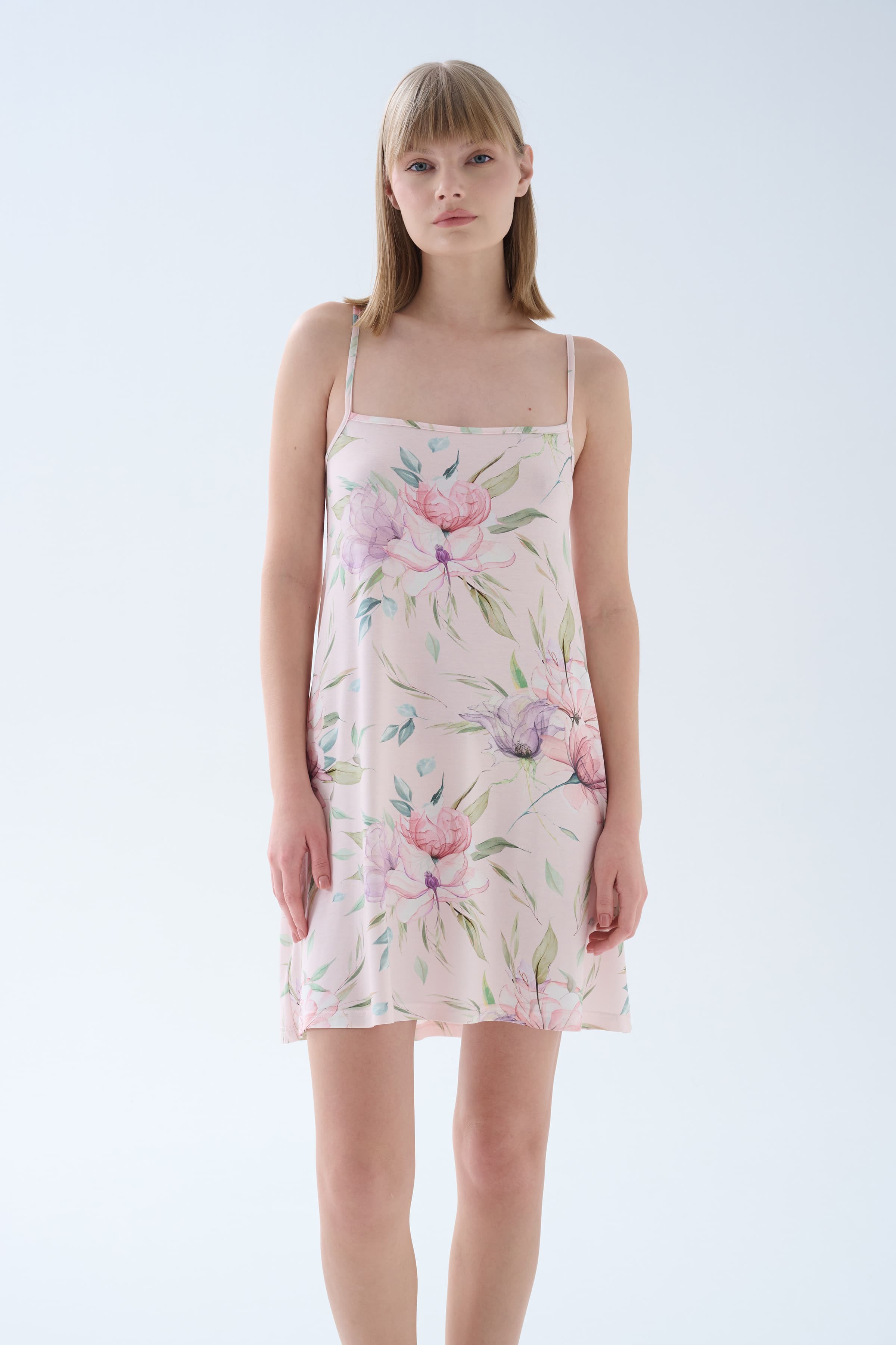 Women's Neutral Floral Viscose Nightgown — view 3