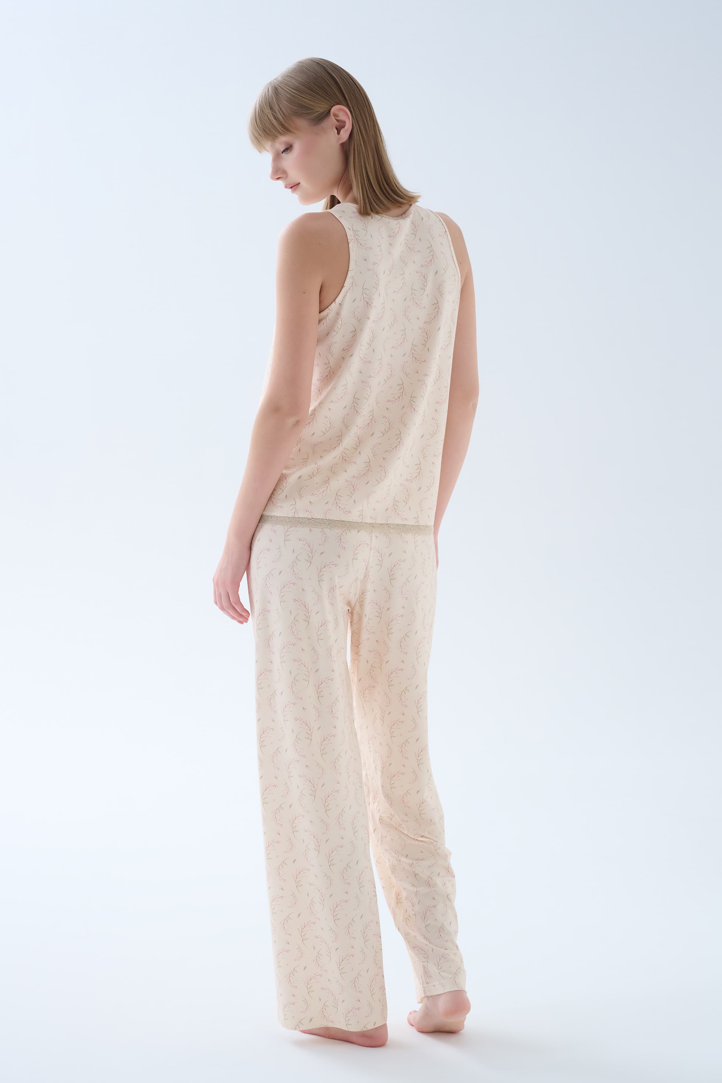Women's Beige Printed Viscose Pajama Set — view 4