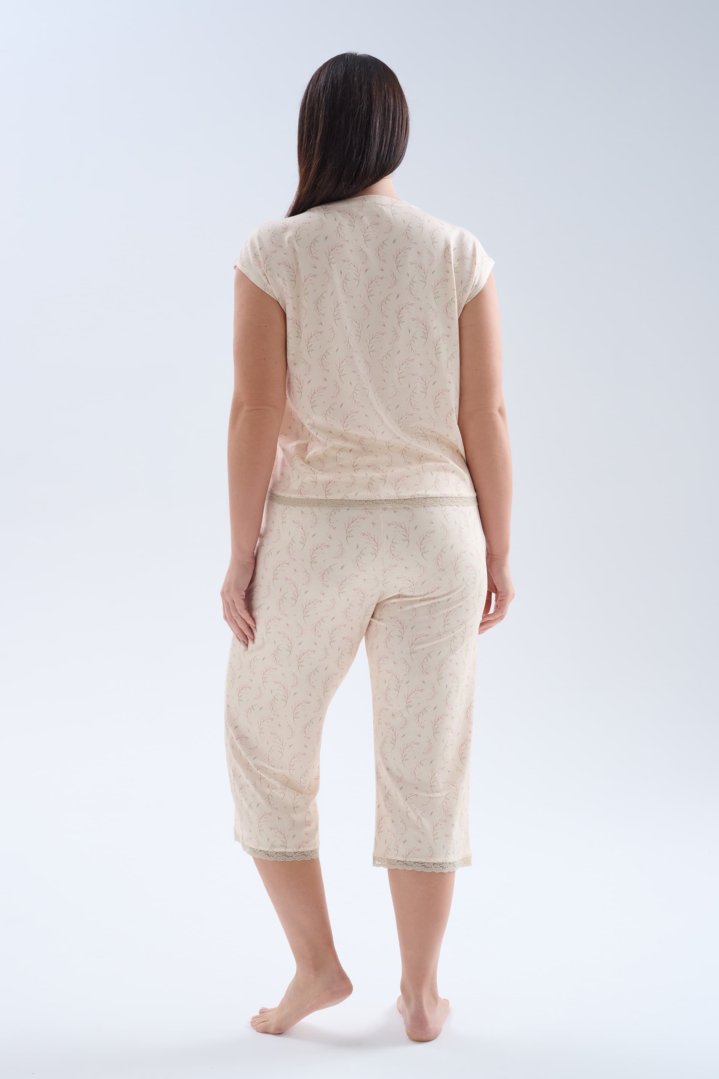 Women's Beige Printed Viscose Pajama Set — view 4