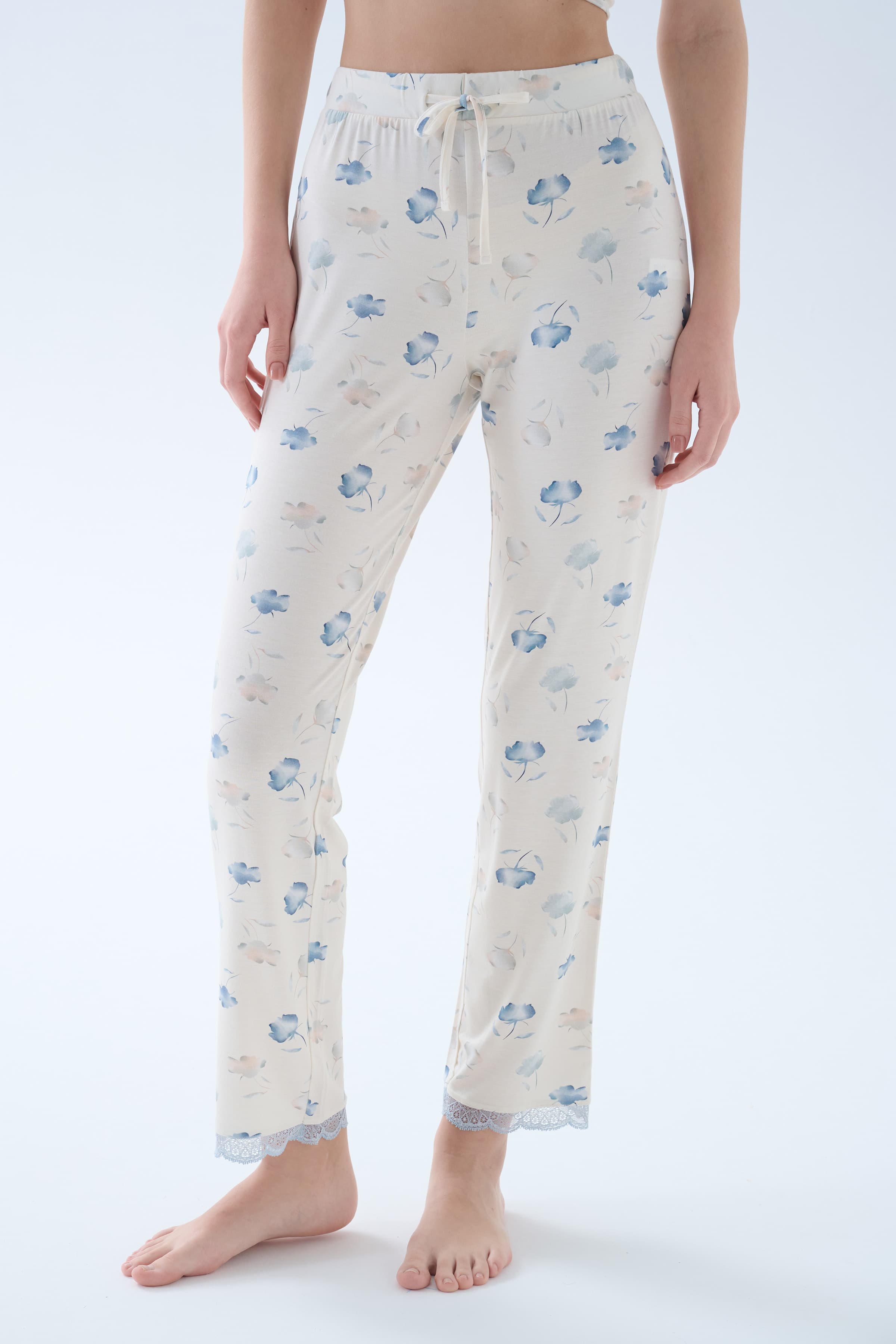 Women's Blue Floral Viscose Pajama Set — view 1