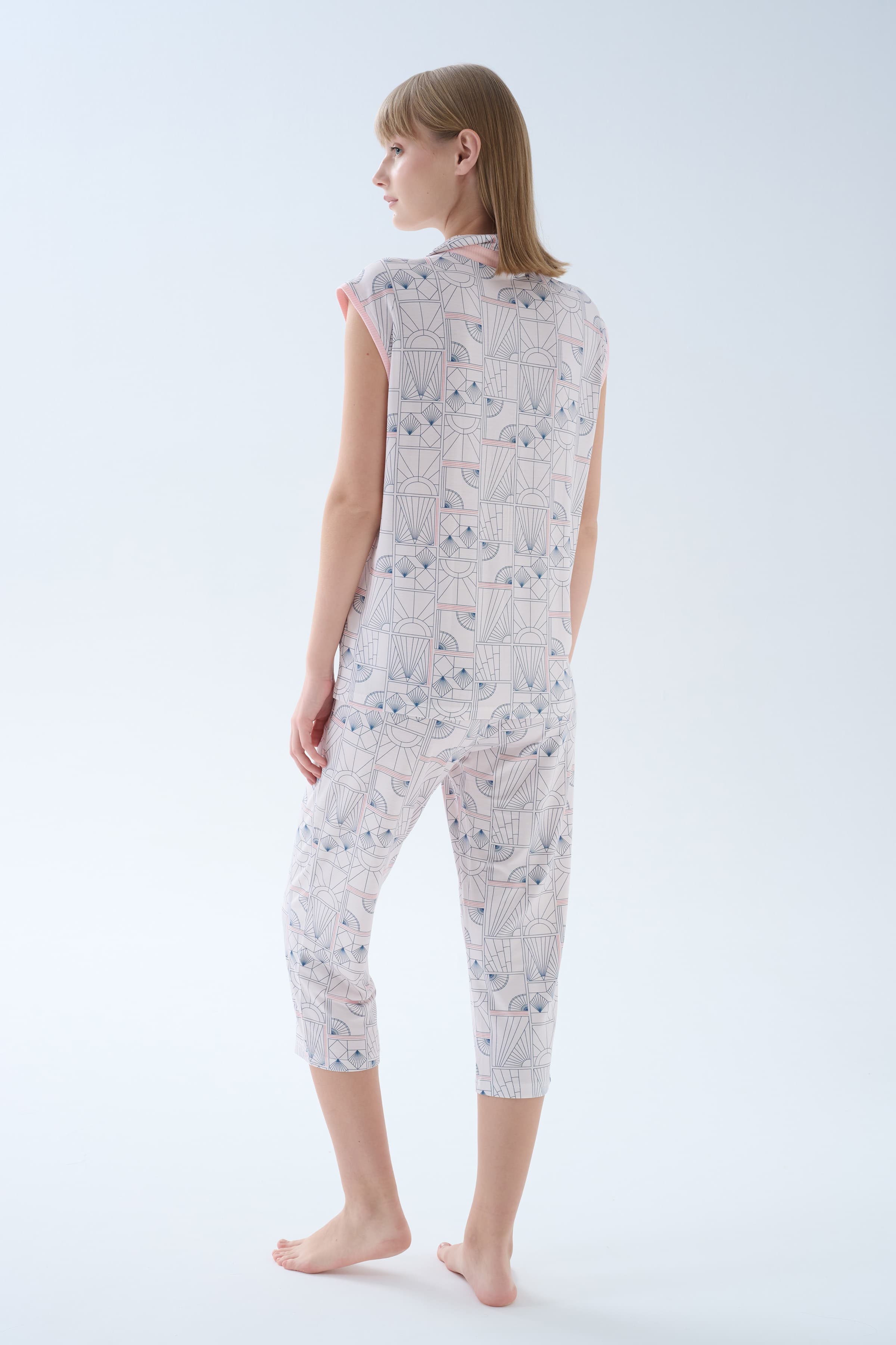 Women's Grey Printed Viscose Pajama Set — view 3