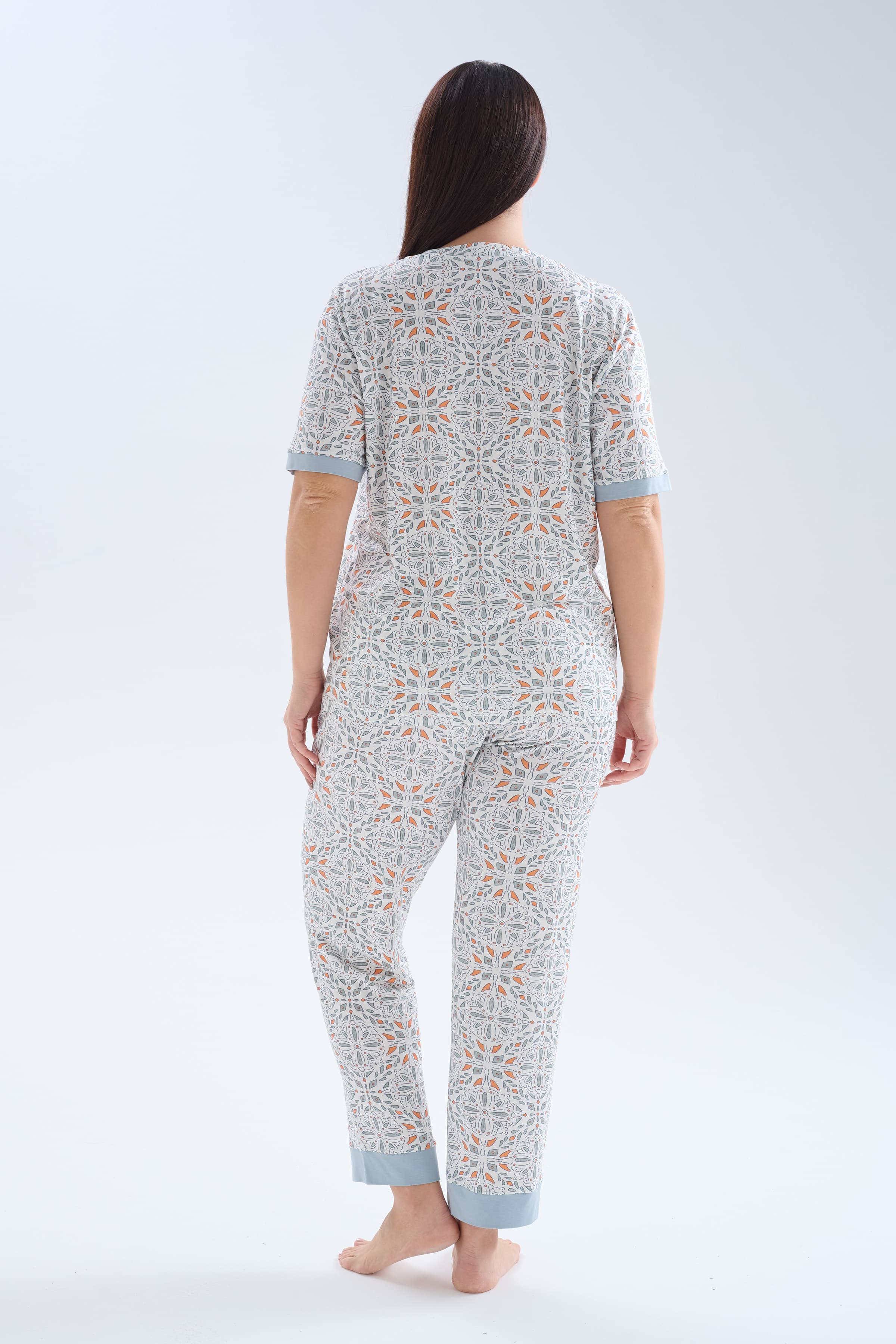 Women's Grey Printed Viscose Pajama Set — view 3