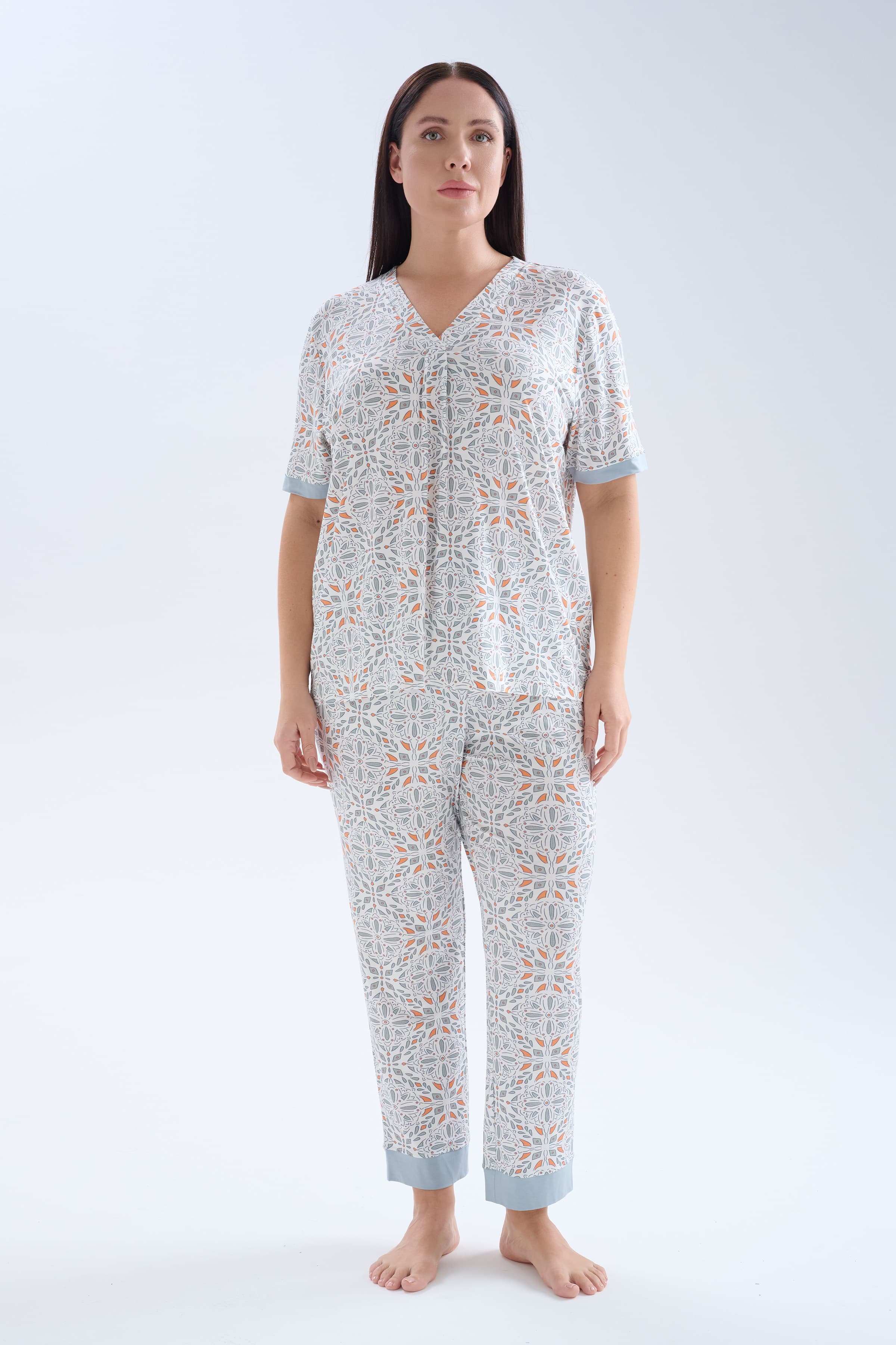 Women's Grey Printed Viscose Pajama Set — view 4