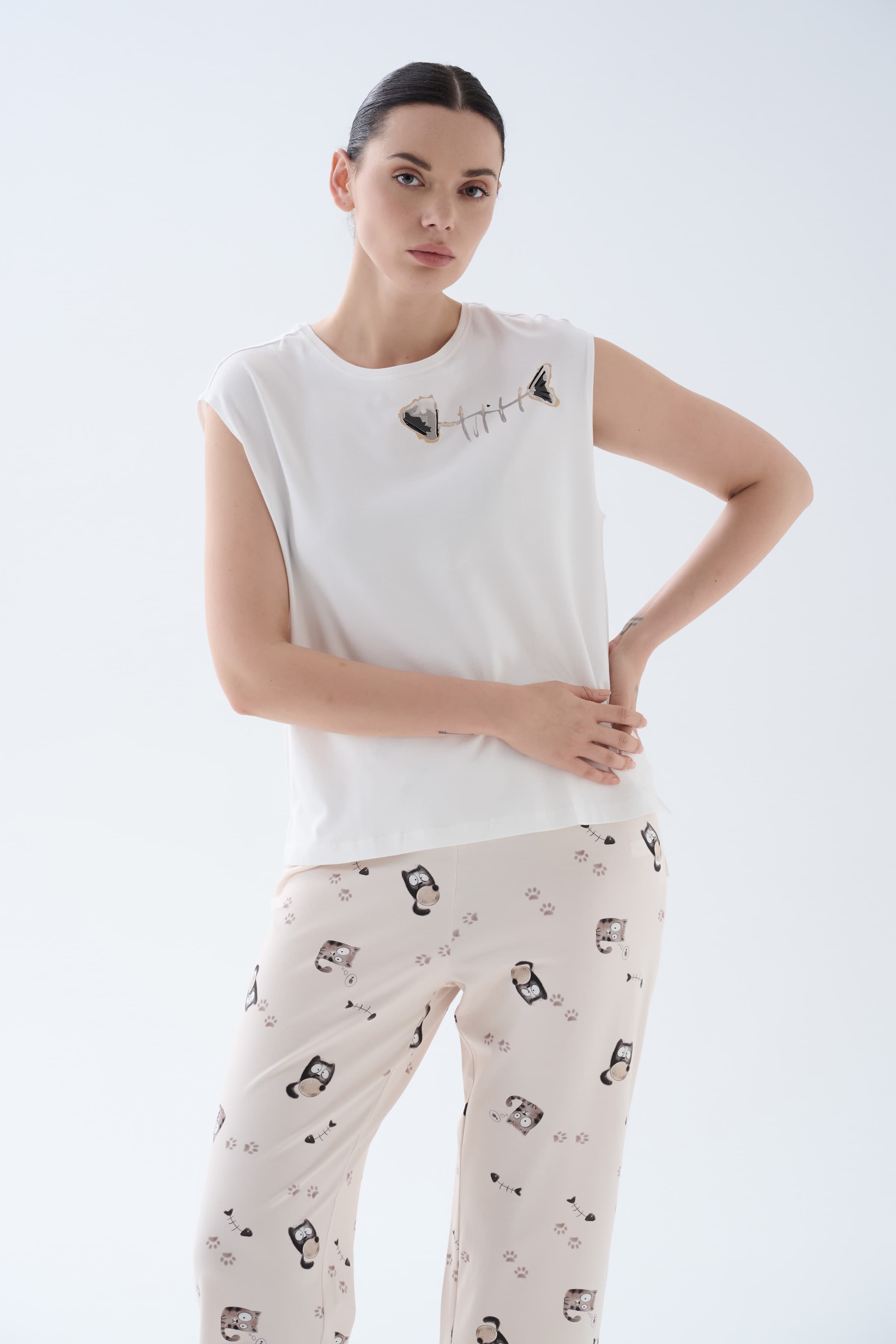Women's Ecru Cotton Pajama Top — view 1