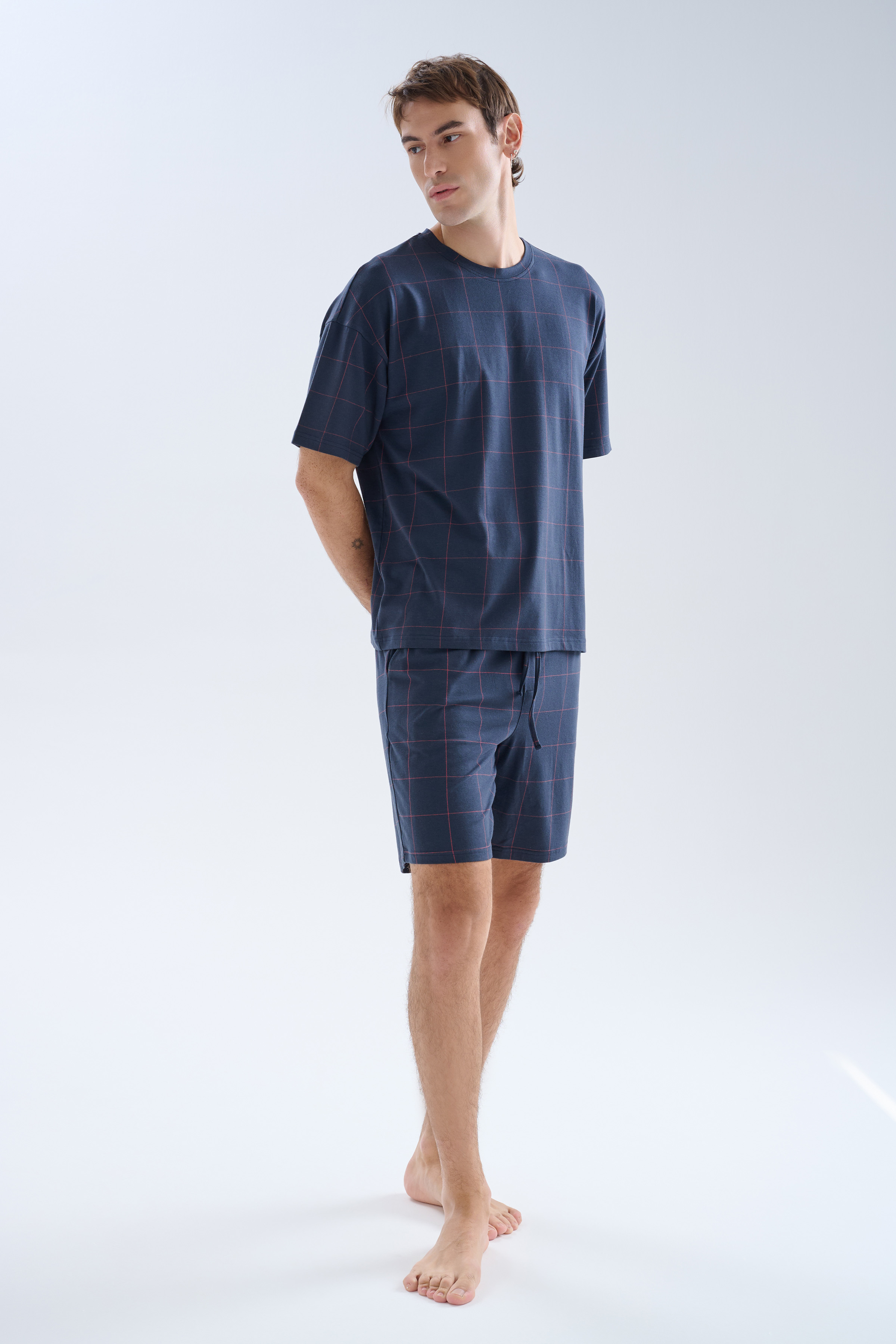 Men's Neutral Plaid Modal Pajama Set — view 2