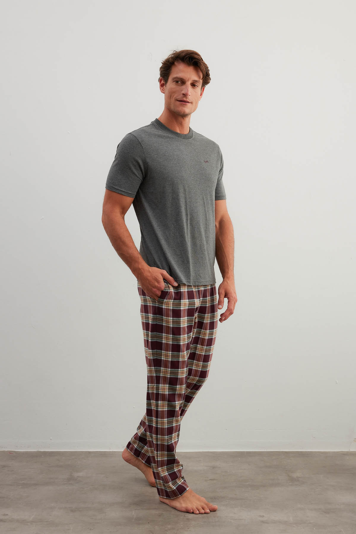 Men's Neutral Cotton Pajama Set — view 2