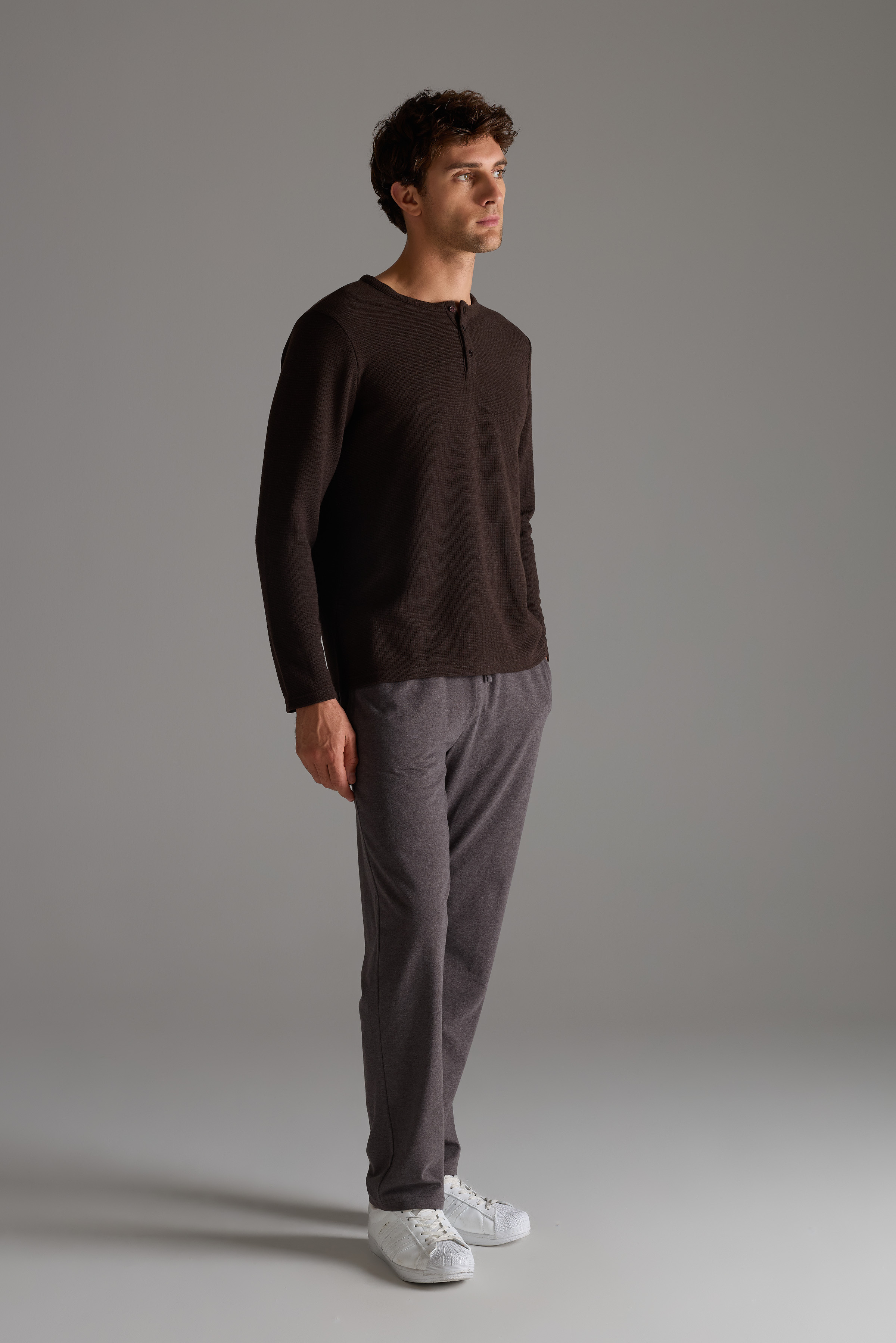 Men's Brown Cotton Lounge Set — view 1