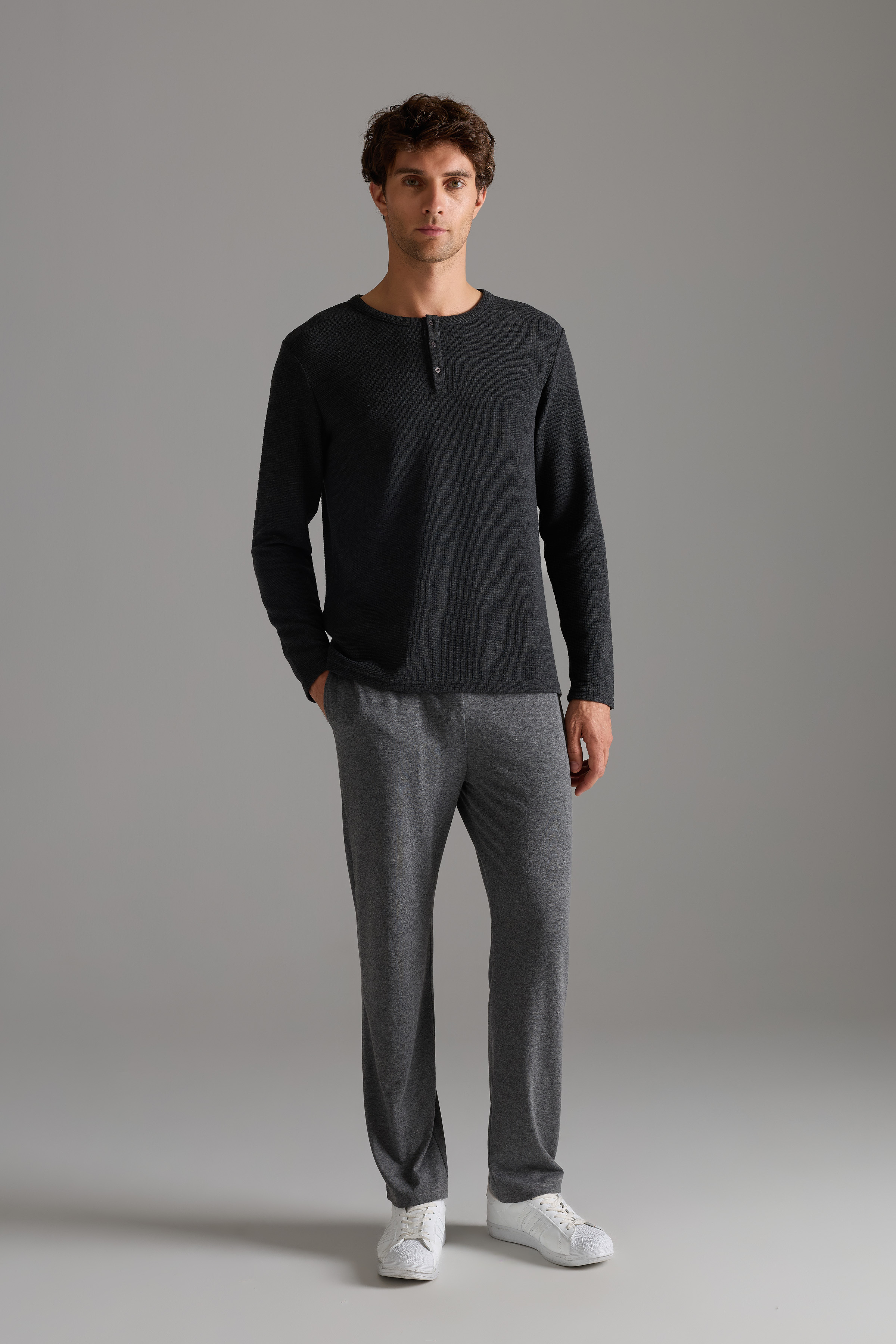 Men's Neutral Cotton Lounge Set — view 1