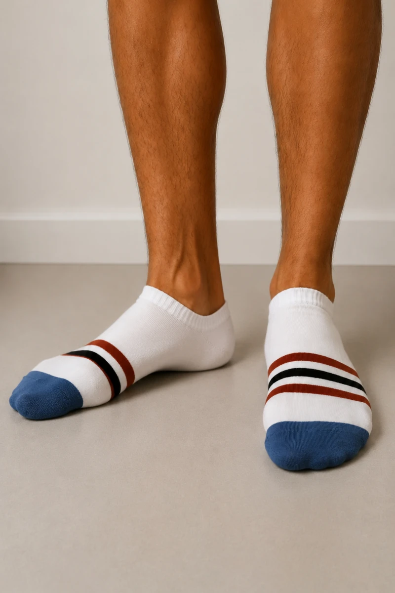 Men's White Striped Bamboo Socks — view 1