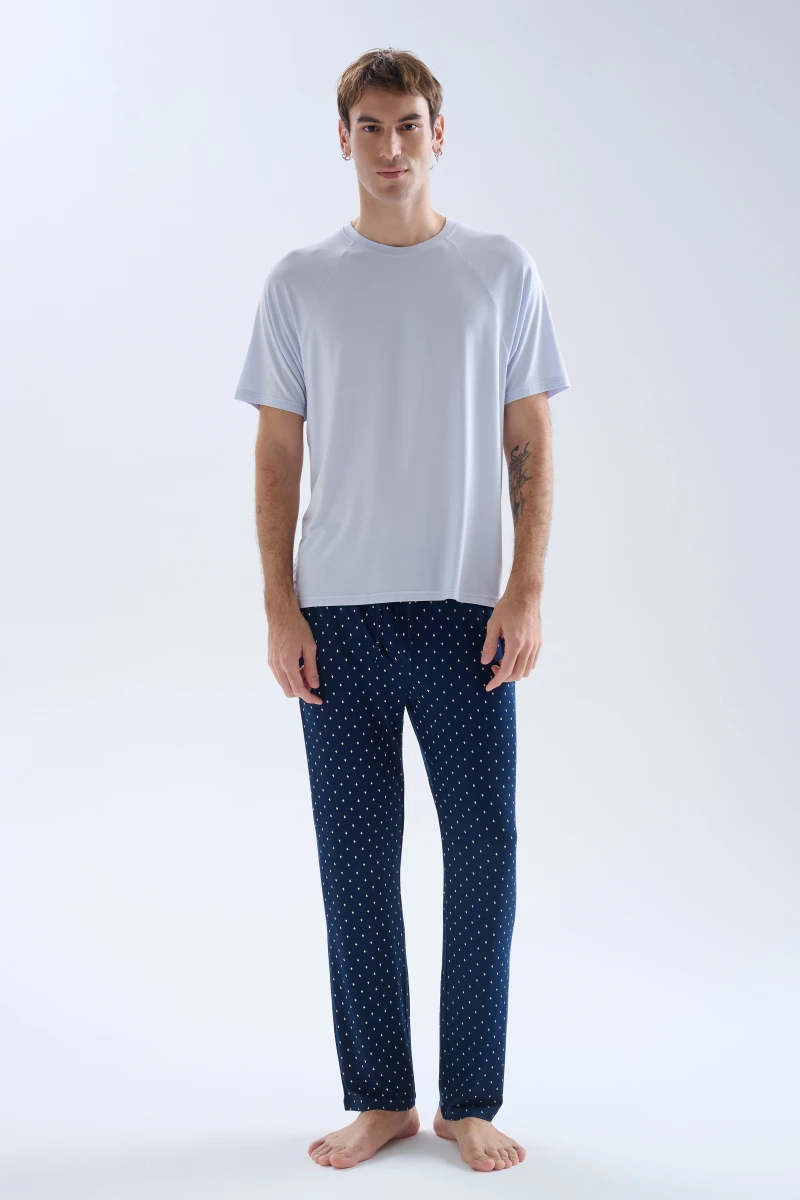 Men's Blue Modal Pajama Set — view 1
