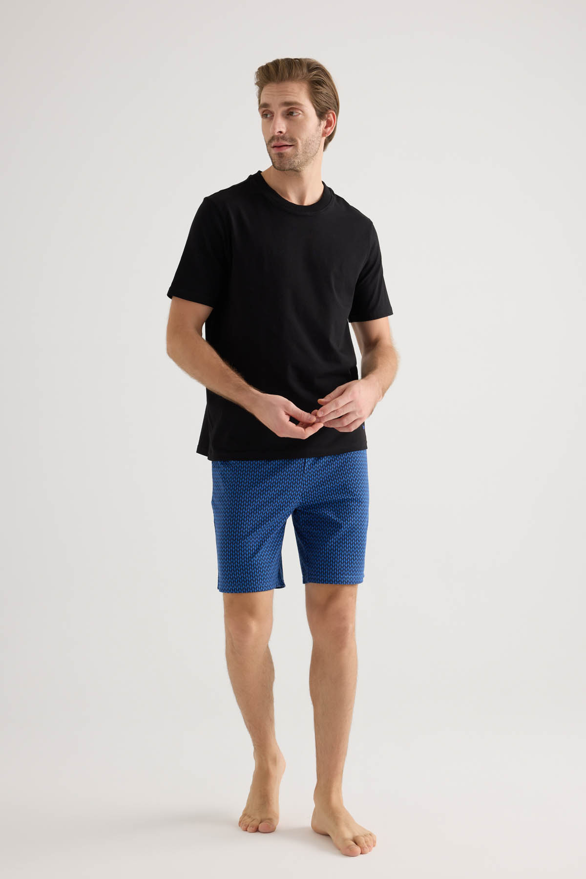 Men's Black Cotton Pajama Set — view 1