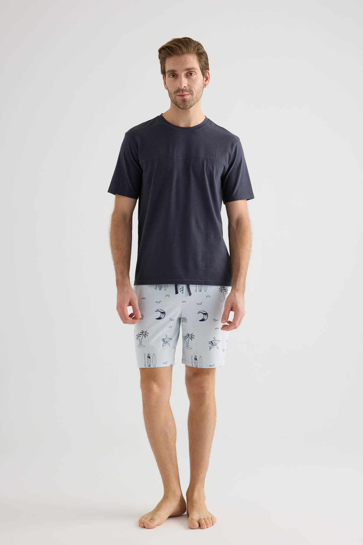Men's Navy Cotton Pajama Set — view 2