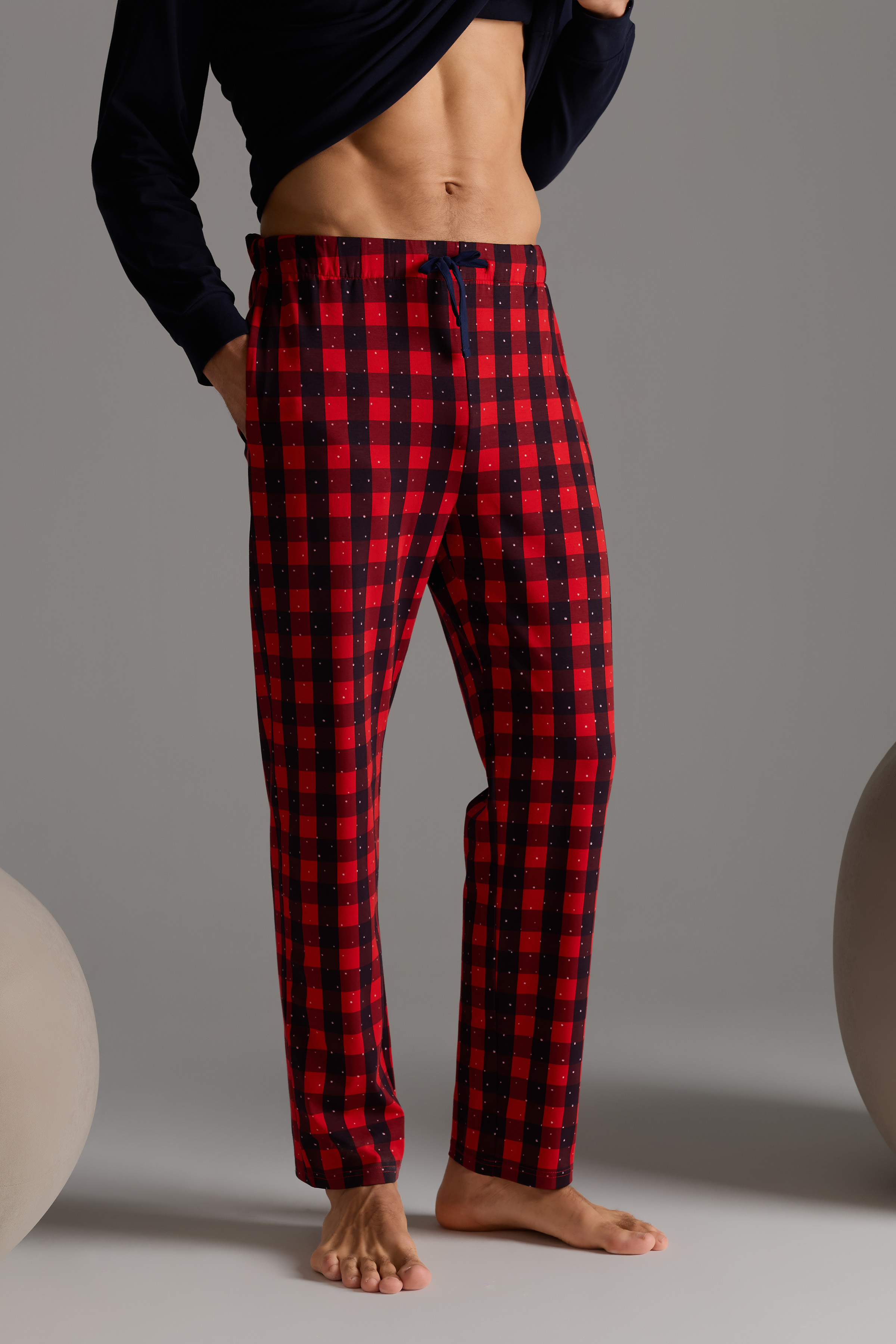 Men's Navy Cotton Pajama Set — view 4