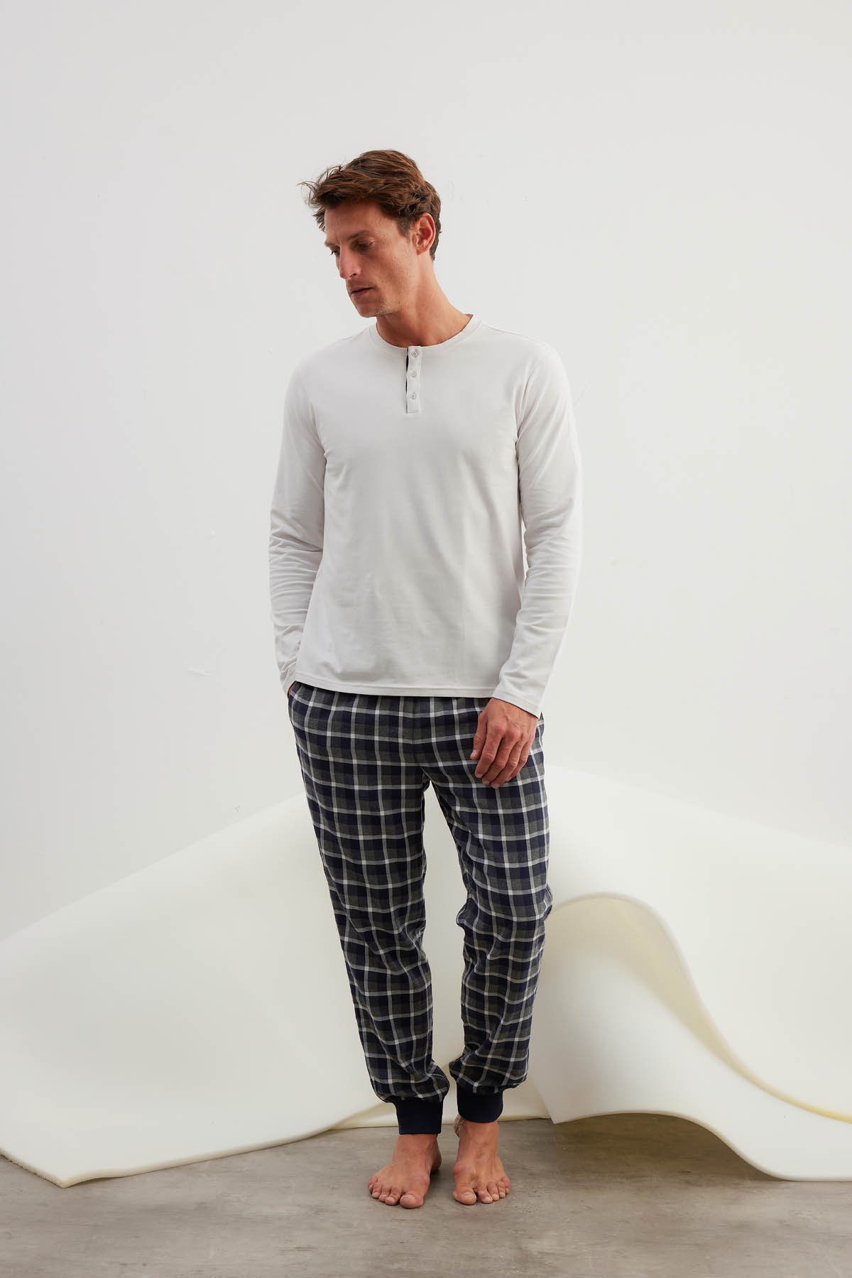 Men's Neutral Cotton Pajama Set — view 1