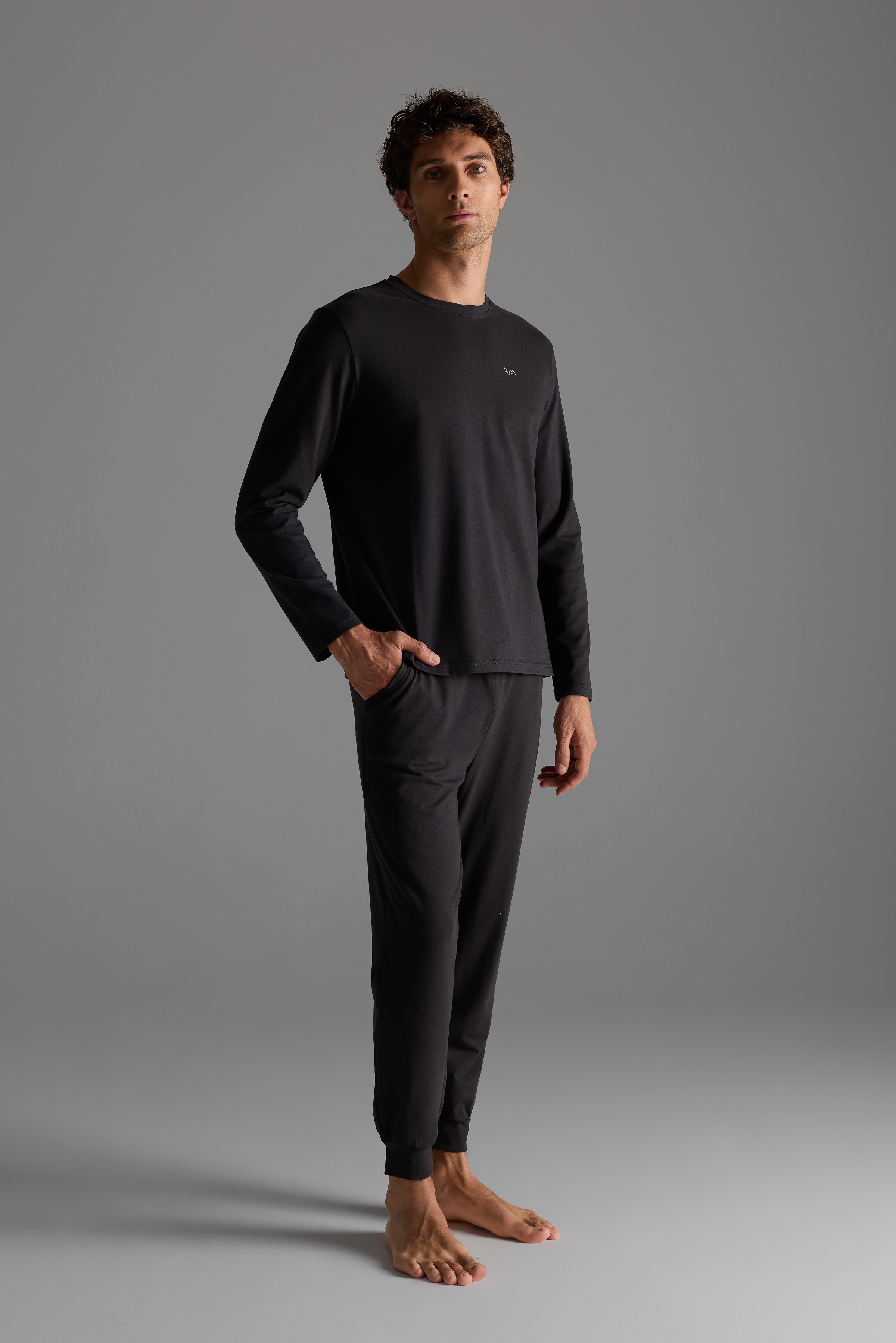Men's Neutral Cotton Pajama Set — view 2