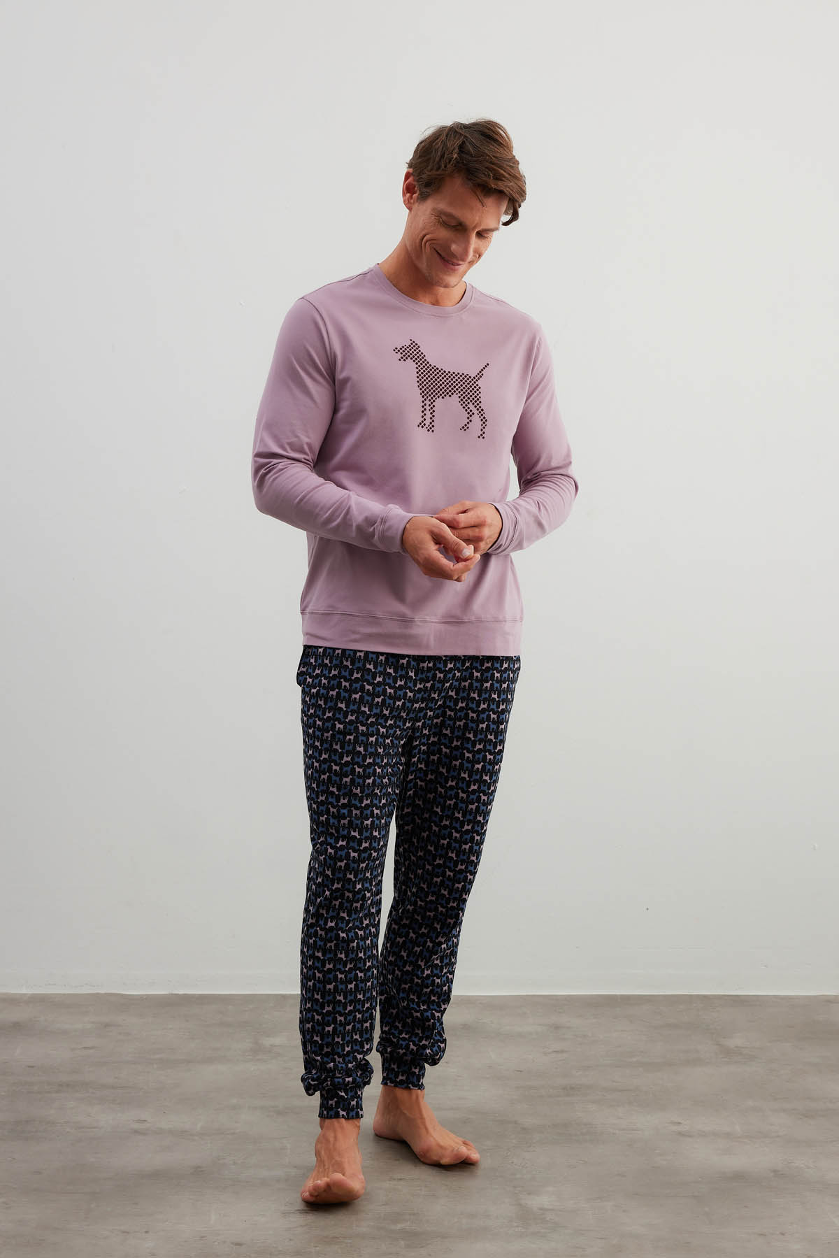 Men's Pink Cotton Pajama Set — view 2